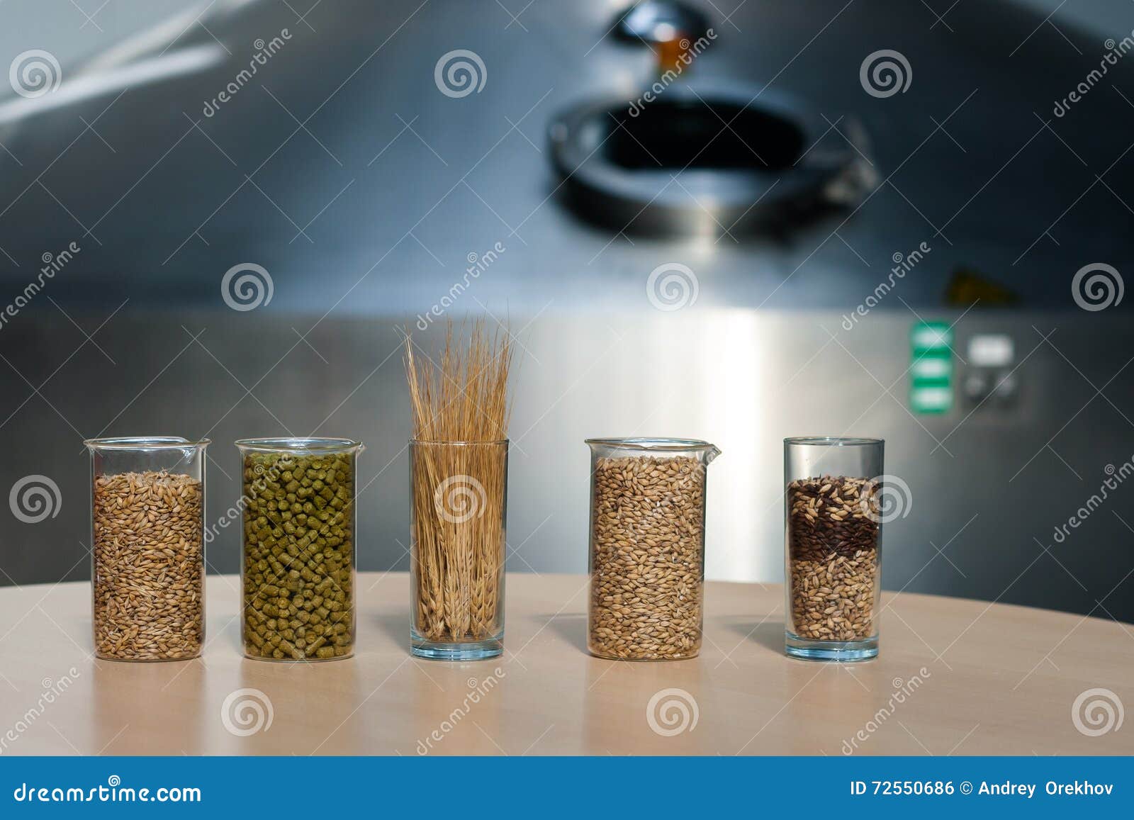 Ingredients for the Production of Beer Malt, Yeast, Hops, Grain. Stock