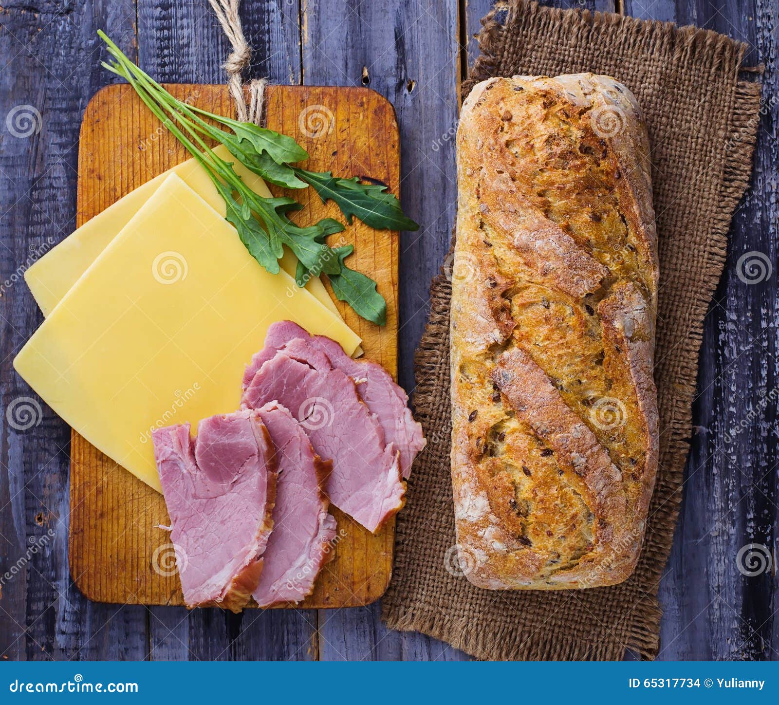 Ingredients for Sandwich Cheese, Arugula, Ham. Stock Photo Image of american, fast 65317734