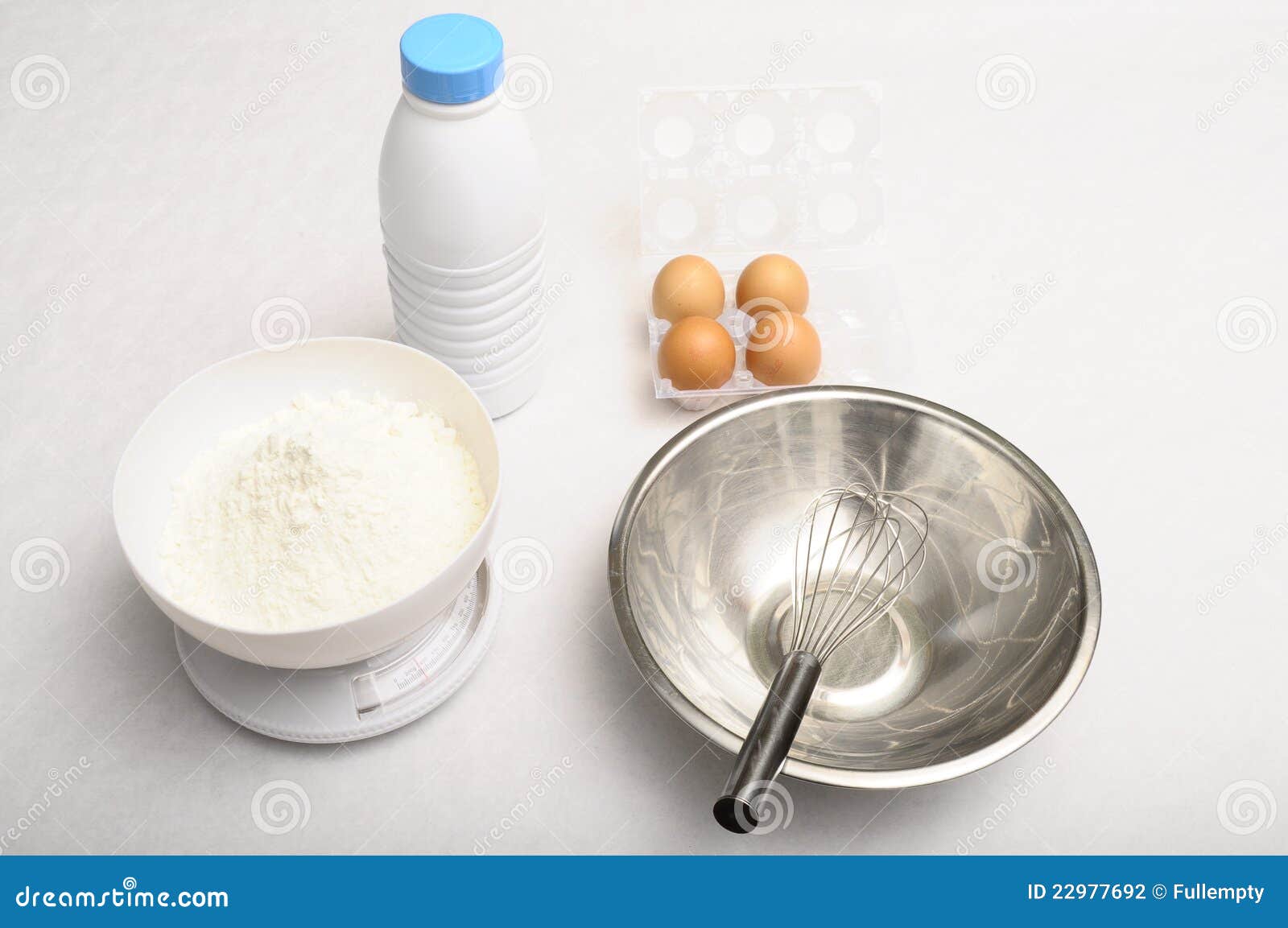 Ingredients and Utensils for Pancake Cooking Stock Photo Image of food, flour 22977692