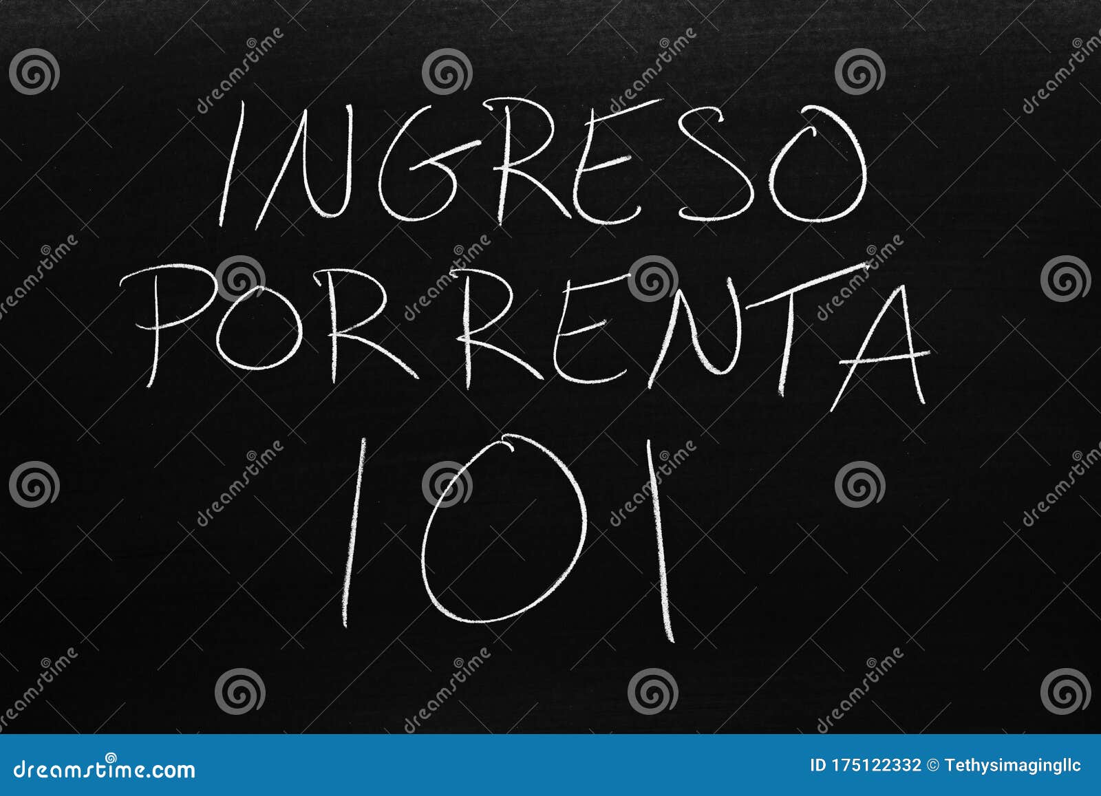 ingreso por renta 101 on a blackboard.  translation: rental income 101