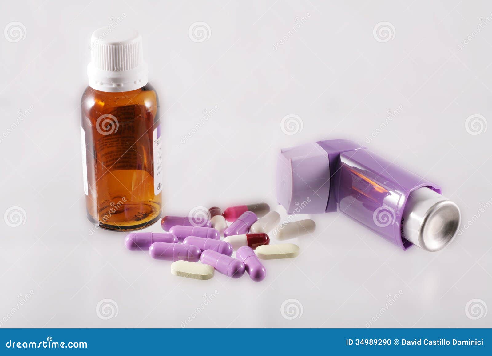 inhaler, syrup and capsules