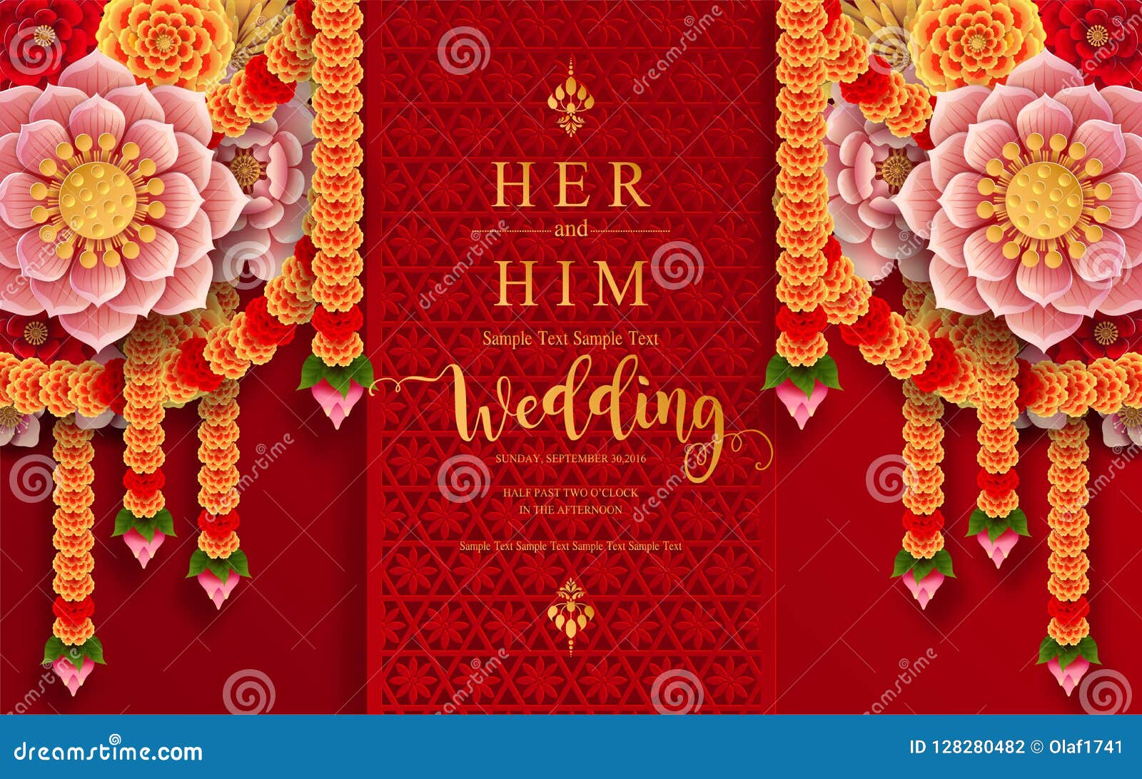 Indian Wedding Invitation Carddian Wedding Invitation Card Templates with  Gold Patterned and Crystals on Paper Color Background. Stock Vector -  Illustration of carddian, dubai: 128280482