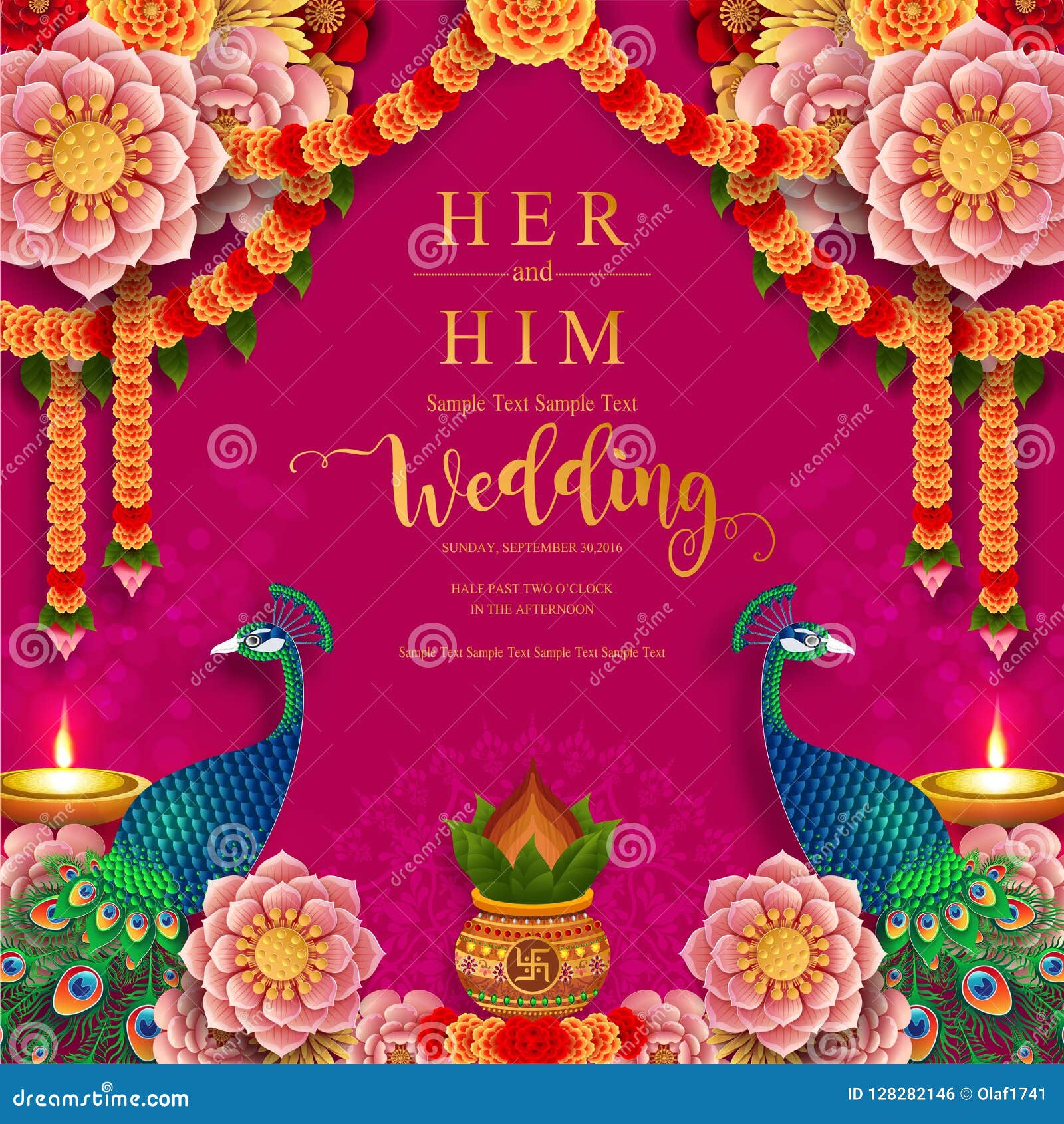 Indian Wedding Invitation Carddian Wedding Invitation Card Templates with  Gold Patterned and Crystals on Paper Color Background. Stock Vector -  Illustration of color, ceremony: 128282146