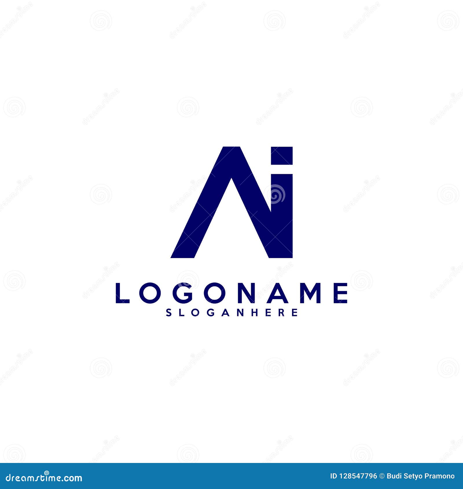 Initial AI Logo Design Vector Template Stock Illustration