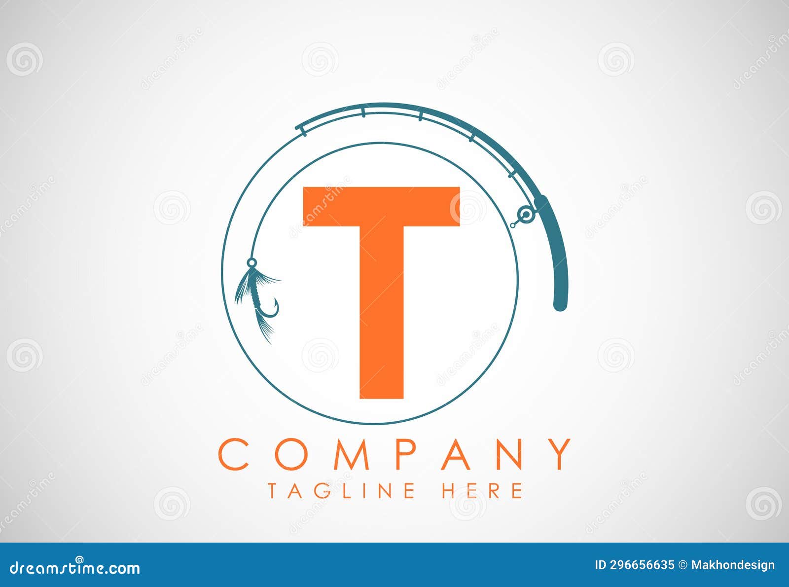 T Fishing Hook Letter Logo Template Stock Vector (Royalty Free