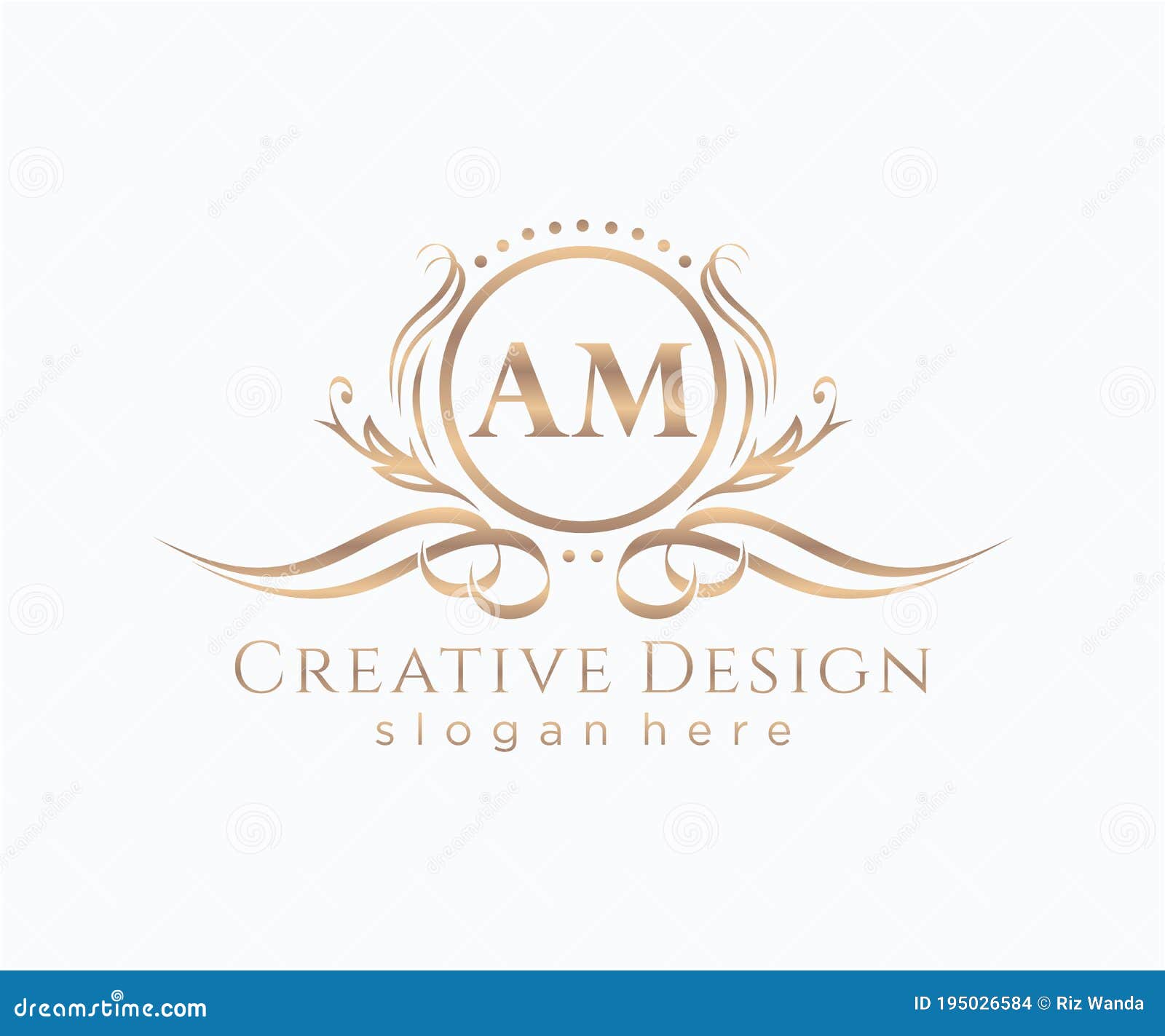 Initial am beauty monogram and elegant logo design