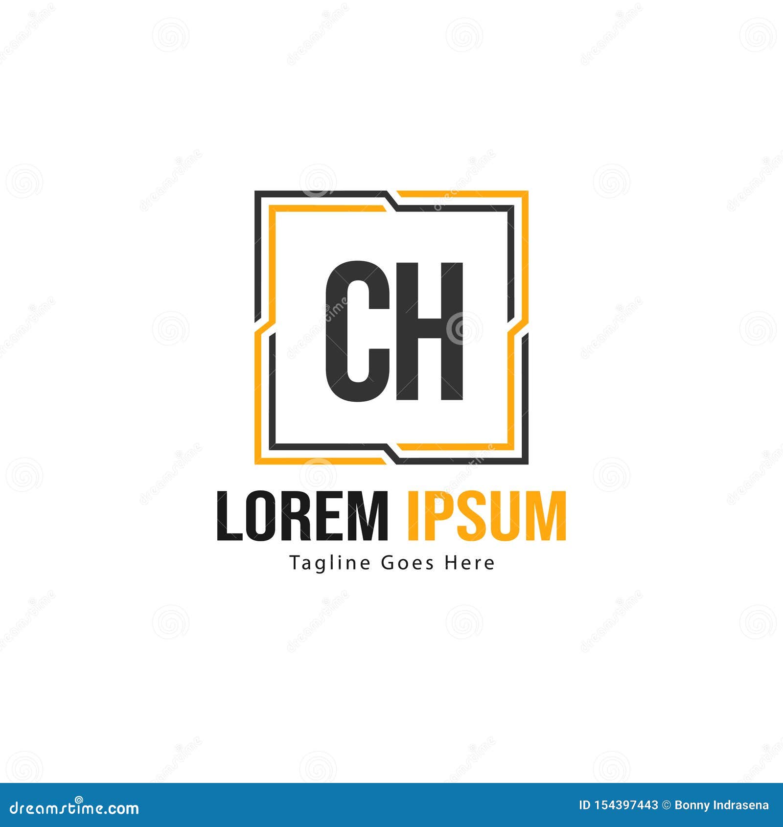 initial ch logo template with modern frame. minimalist ch letter logo  