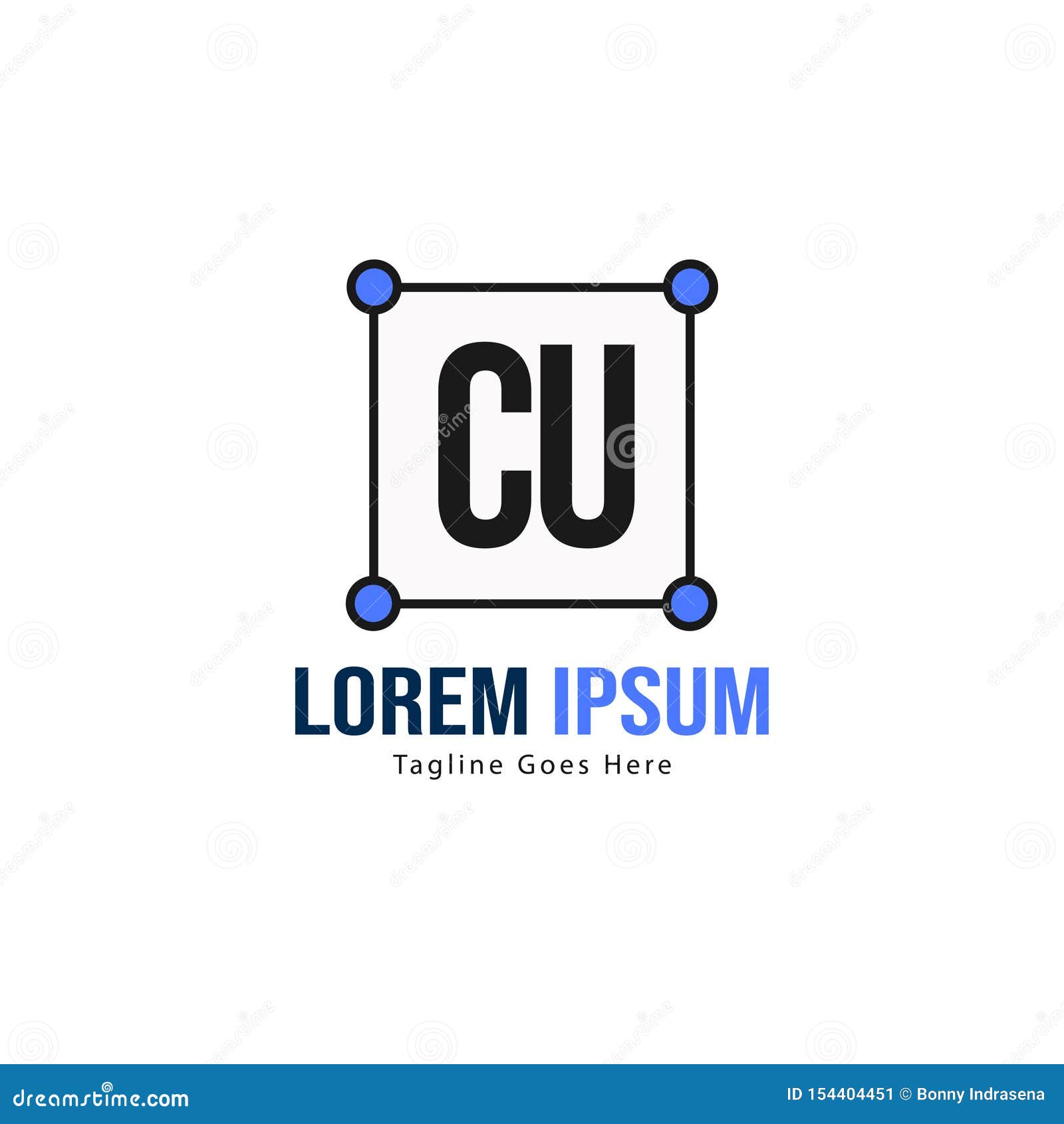 Initial CU Logo Template with Modern Frame. Minimalist CU Letter Logo ...