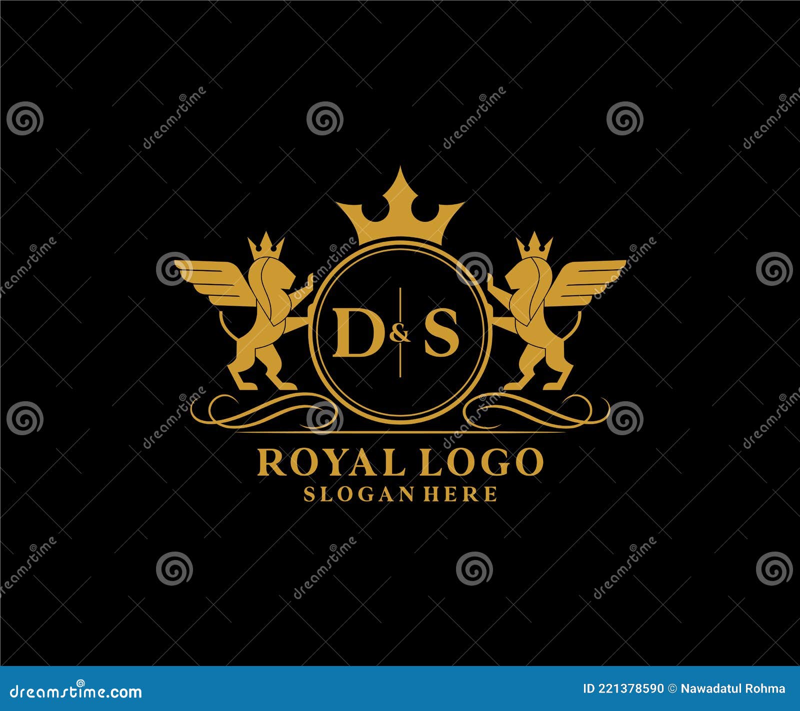 Ds letter initial with royal wing logo template Vector Image