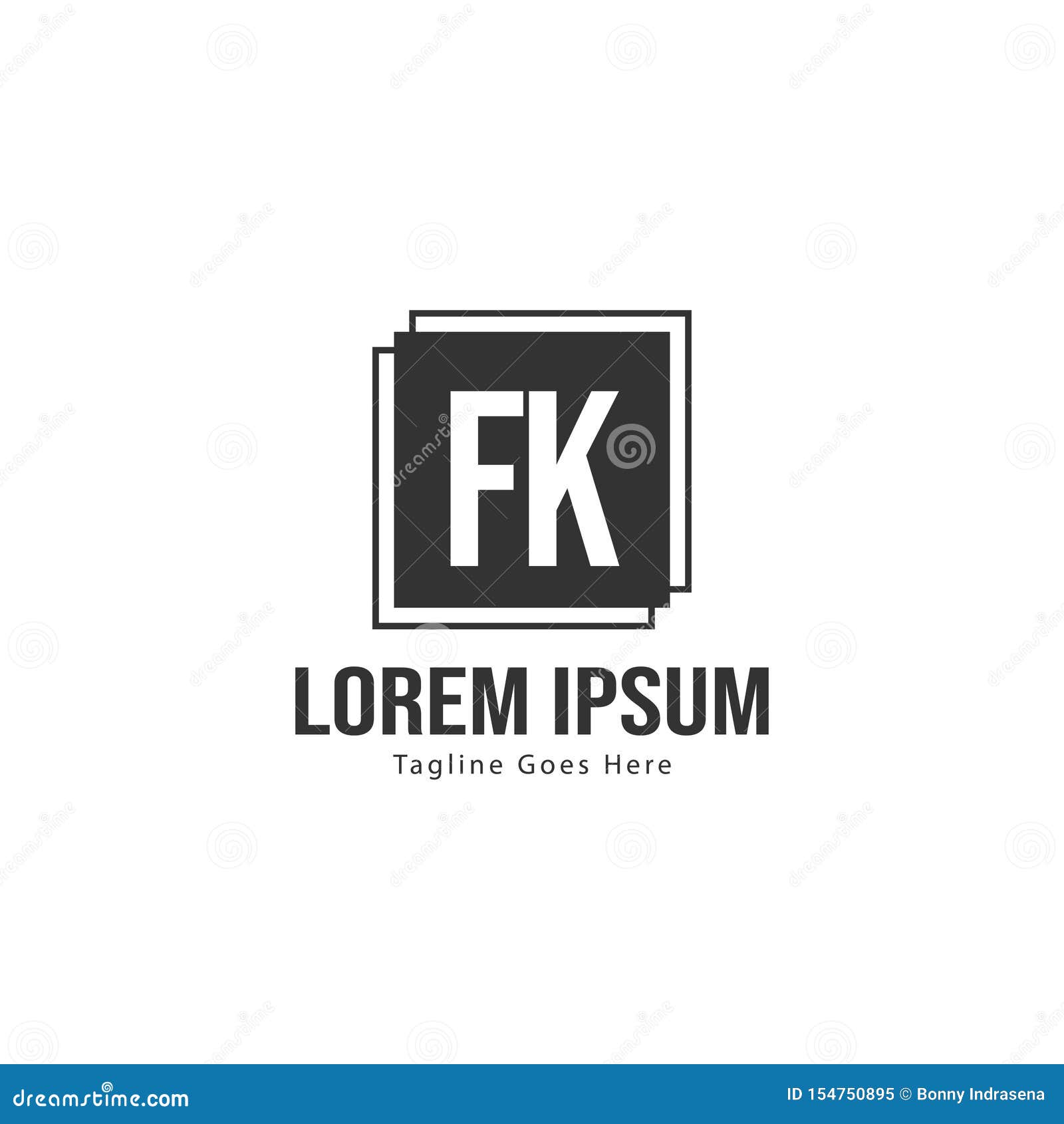 initial fk logo template with modern frame. minimalist fk letter logo  