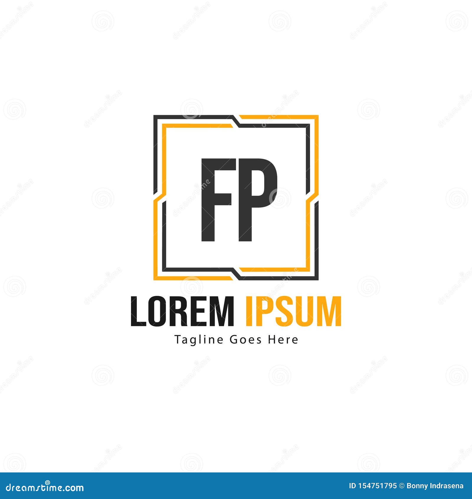 initial fp logo template with modern frame. minimalist fp letter logo  