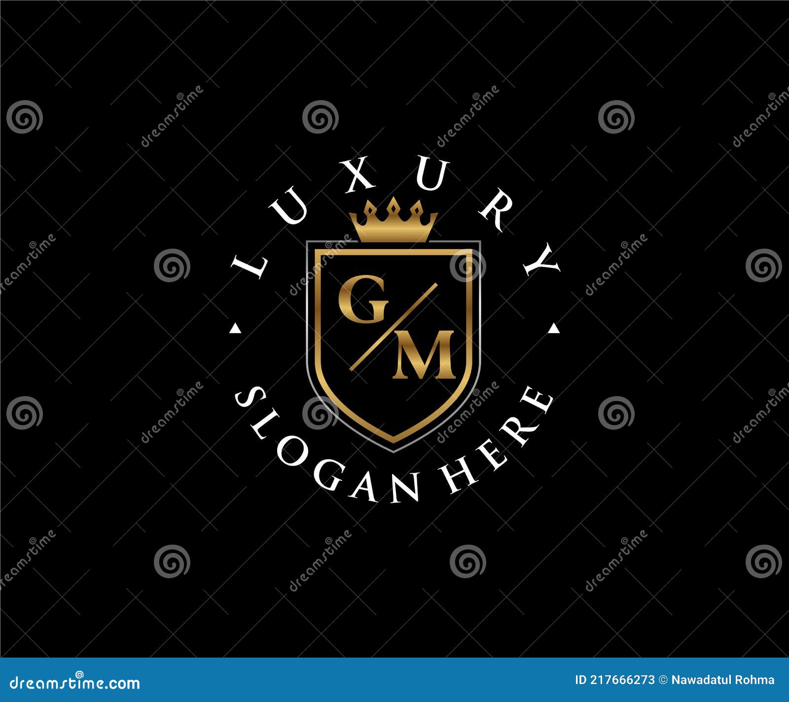 Luxury royal wing letter gm crest gold color logo Vector Image