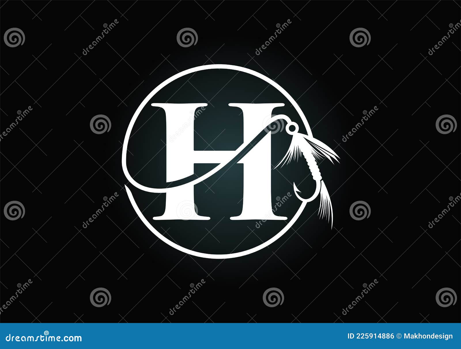 Initial H Monogram Letter Alphabet with Fishing Hook. Fishing Logo Concept  Vector Illustration Stock Vector - Illustration of marine, background:  225914886