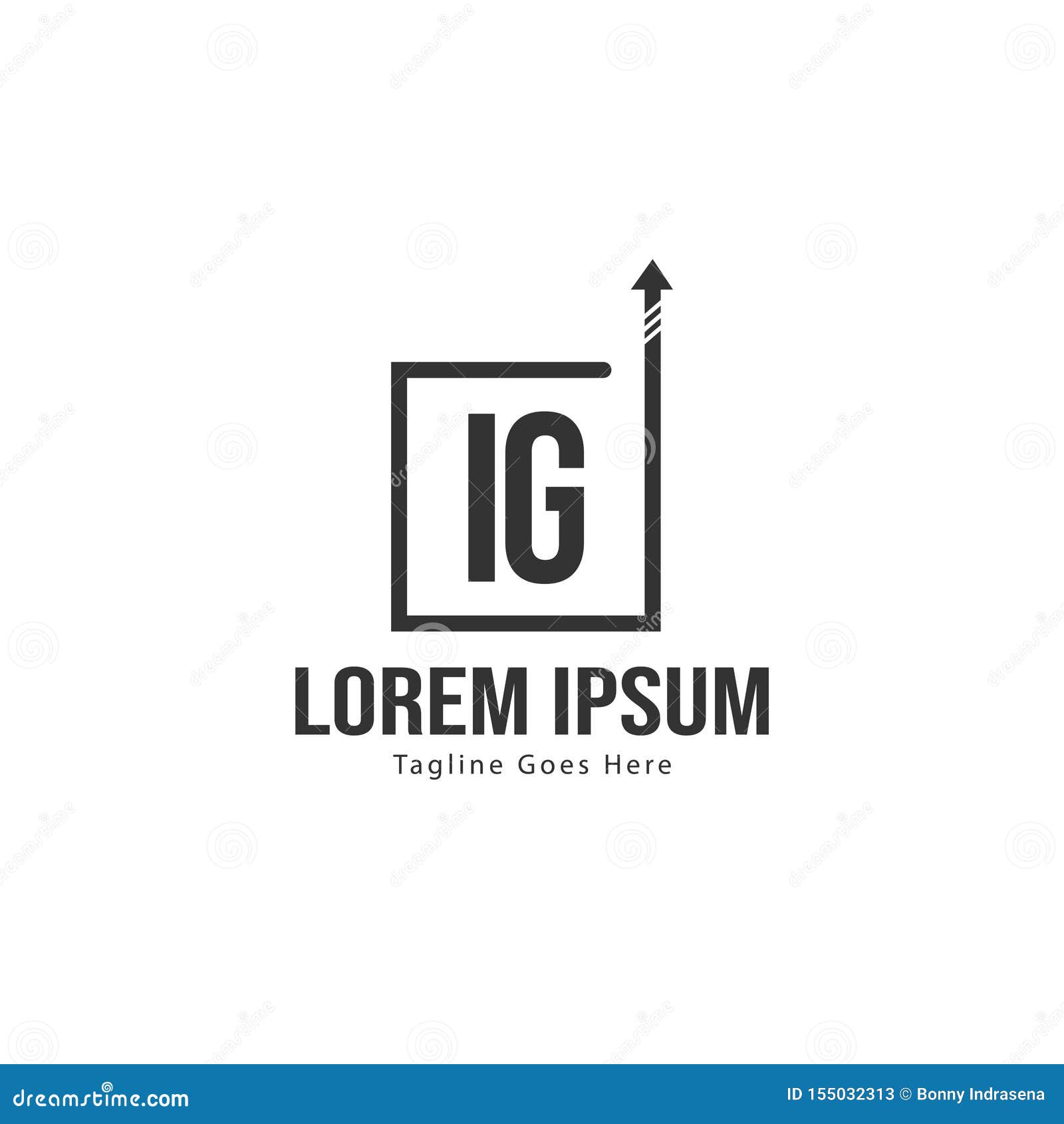 Initial IG Logo Template with Modern Frame. Minimalist IG Letter Logo ...