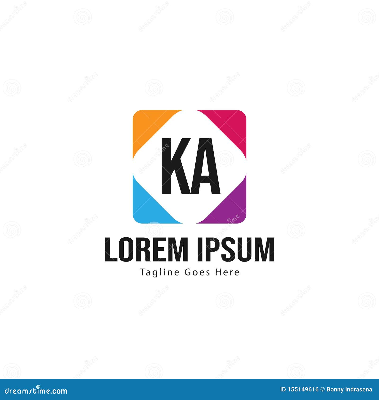 Initial KA Logo Template with Modern Frame. Minimalist KA Letter Logo