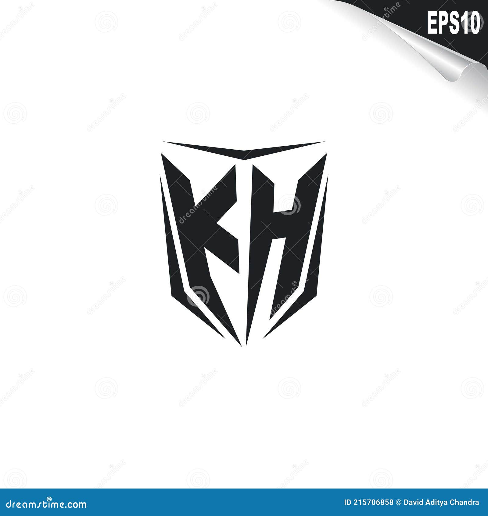 Initial KH Logo Design With Shield Style, Logo Business Branding Vector ...