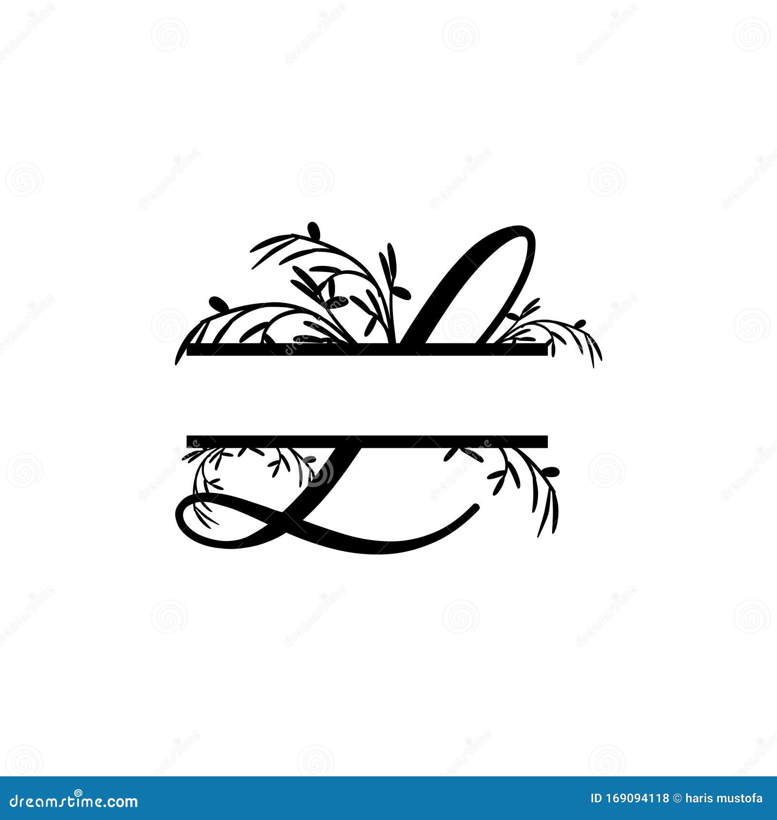 Download Initial L Decorative Plant Monogram Split Letter Vector ...