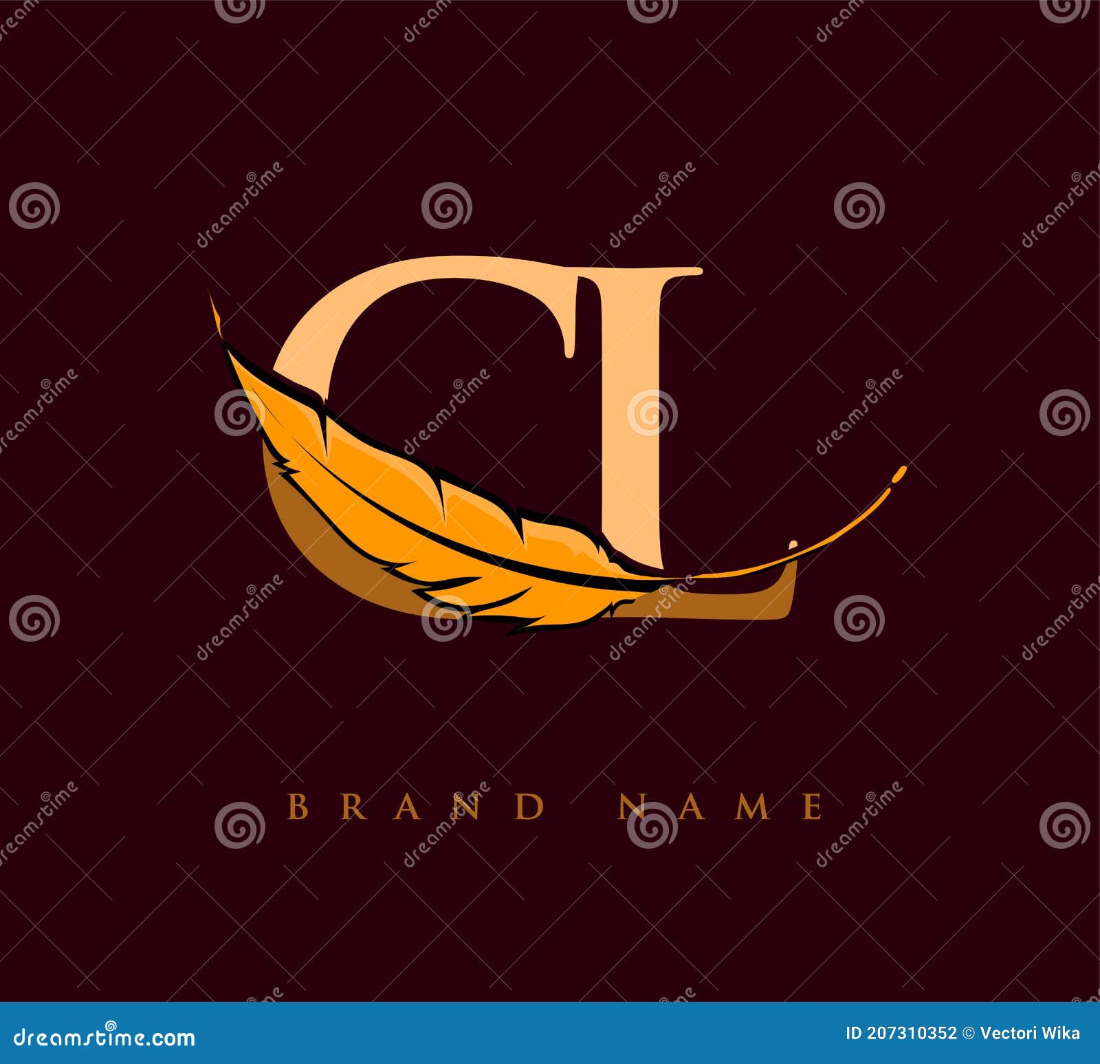 Initial Letter LV Logo With Feather Company Name, Simple And Clean