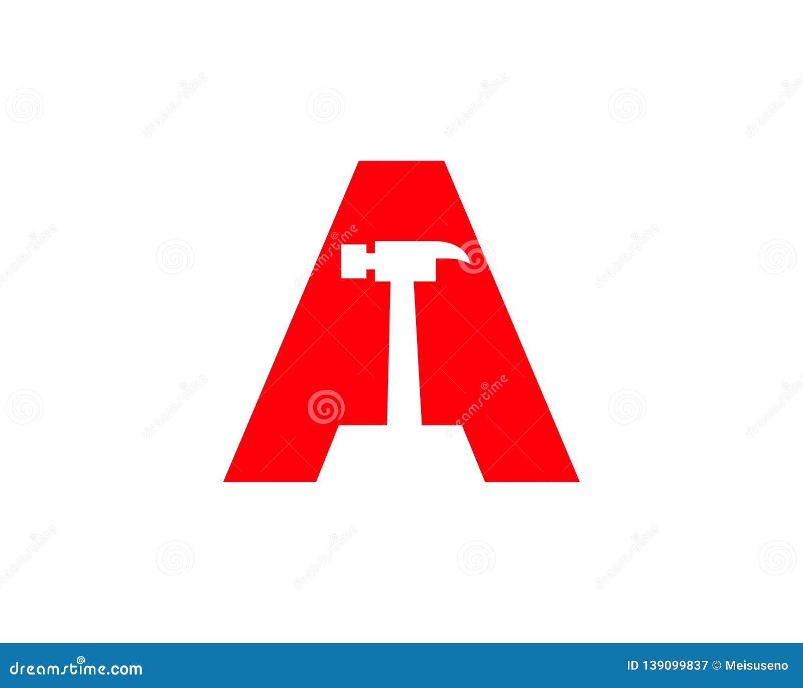 Initial Letter a Constructions Logo with Hammer Used Negative Space ...