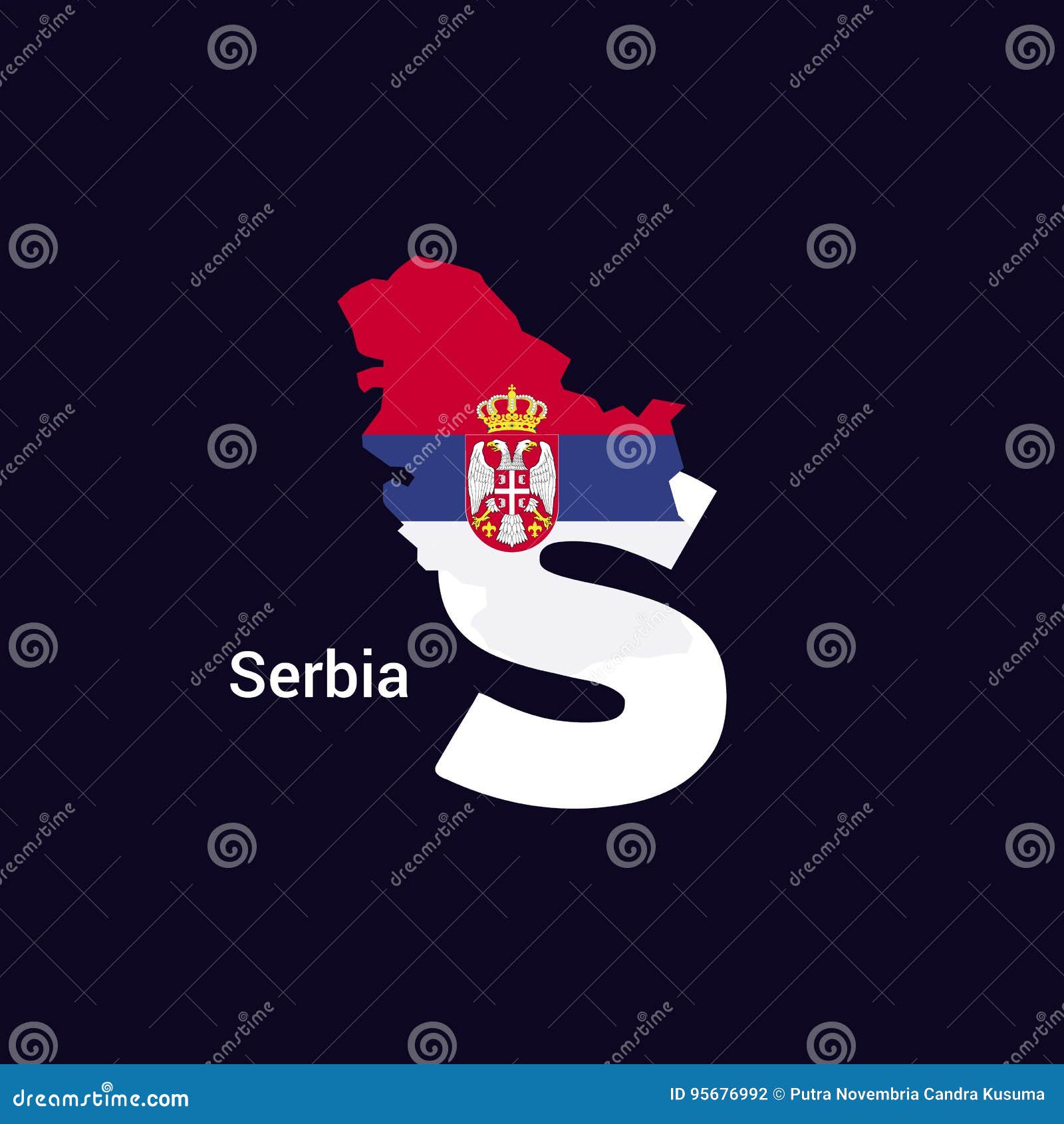 Initial Letter Country with Map and Flag Stock Vector - Illustration of ...