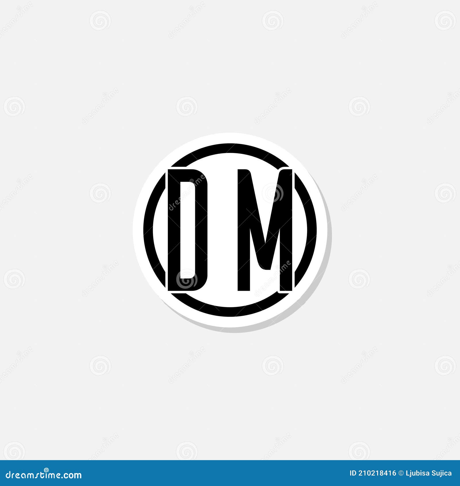 Initial Letter DM Logo Sticker Stock Vector Illustration of round