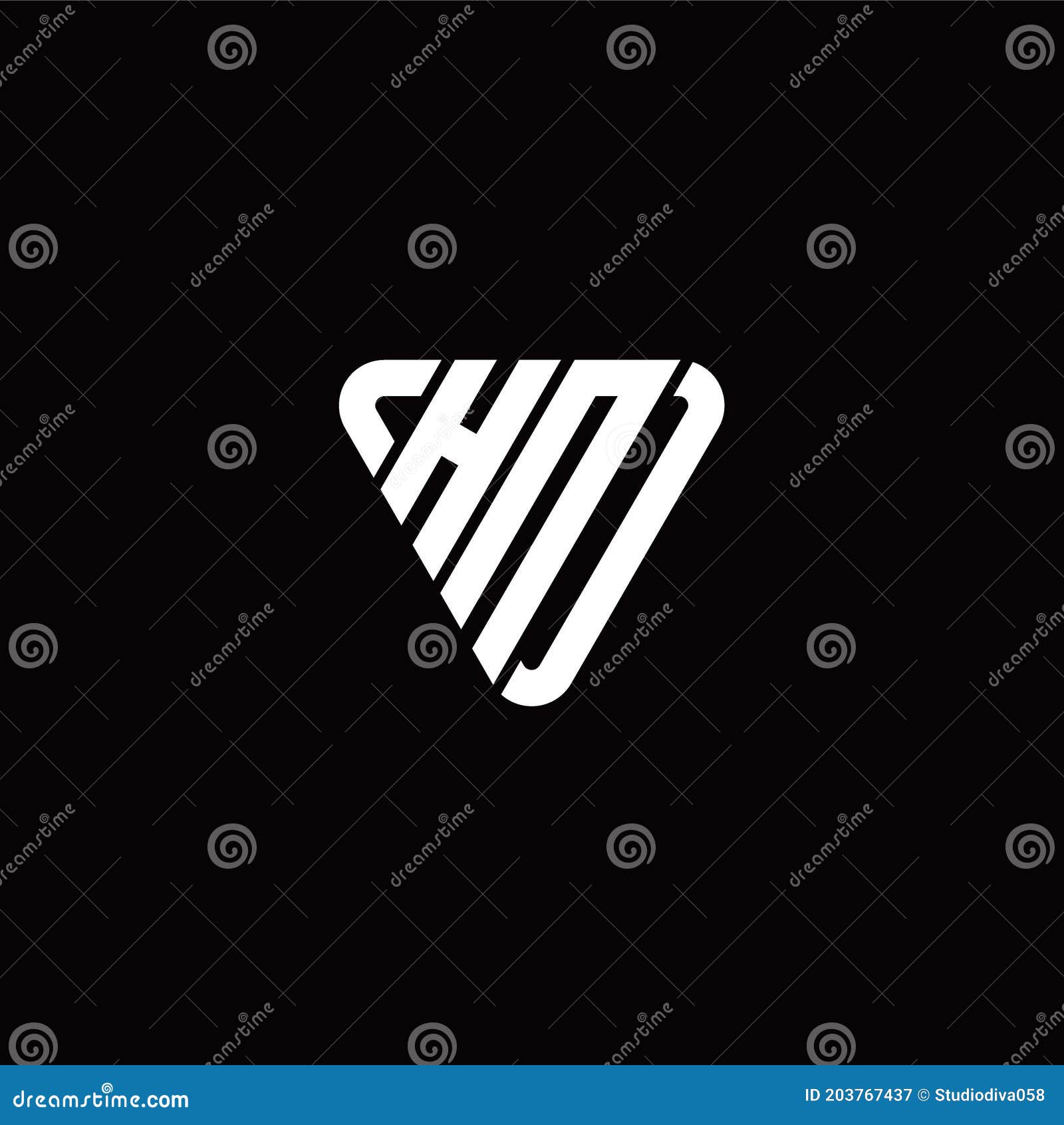 initial letter h n linked triangle  logo