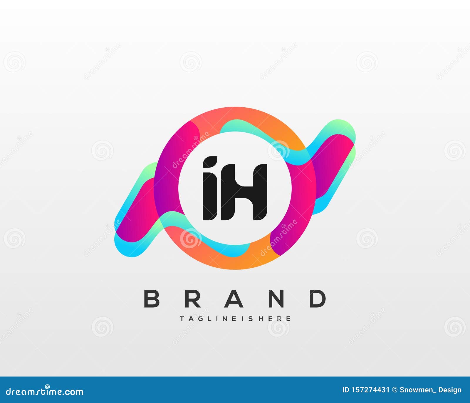 Download Free I H Logo Design PSD Mockup Template