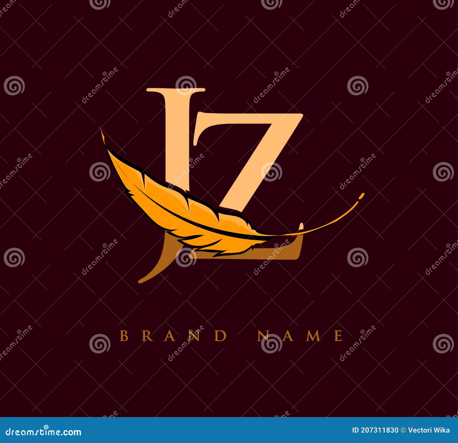 initial letter jz logo with feather company name, simple and clean .  logo for business and company