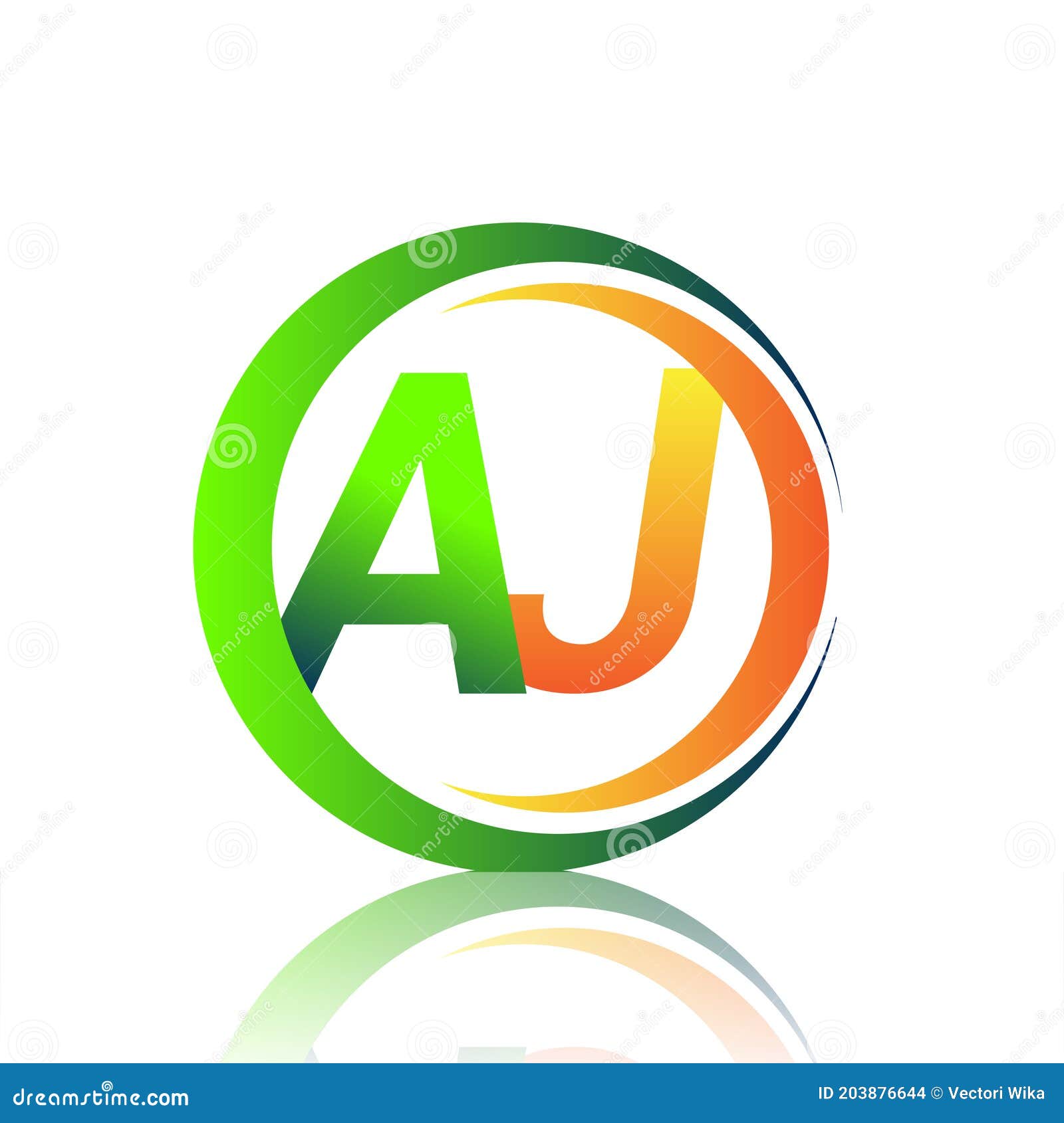 Initial Letter Logo AJ Company Name Green and Orange Color on Circle and  Swoosh Design. Vector Logotype for Business and Company Stock Vector -  Illustration of finance, abbreviation: 203876644