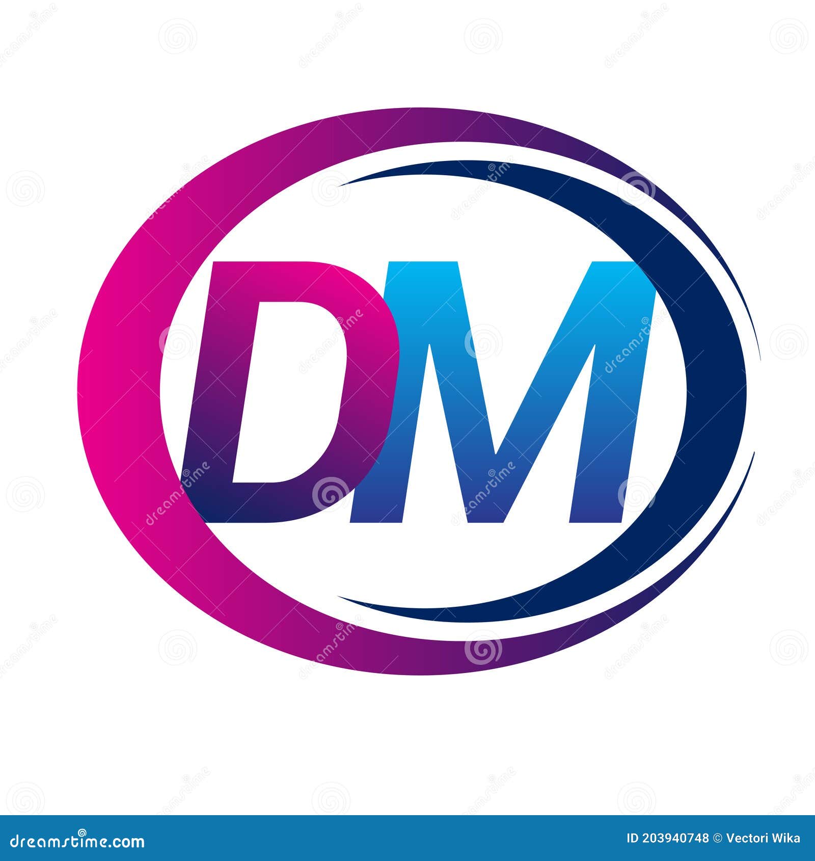 Initial Letter Logo DM Company Name Blue and Magenta Color on Circle ...