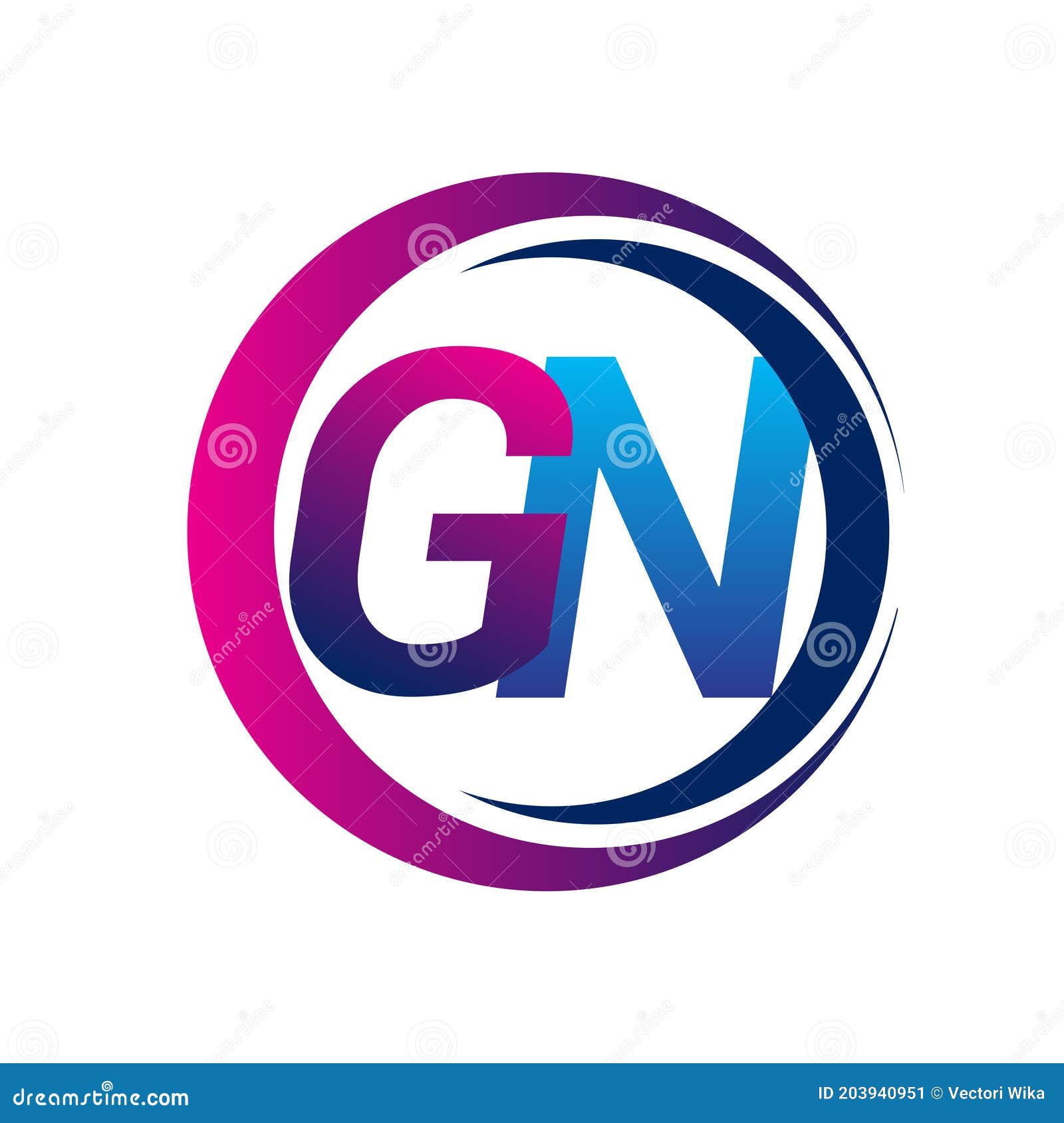 3D Isometric Letter CN GN Logo
