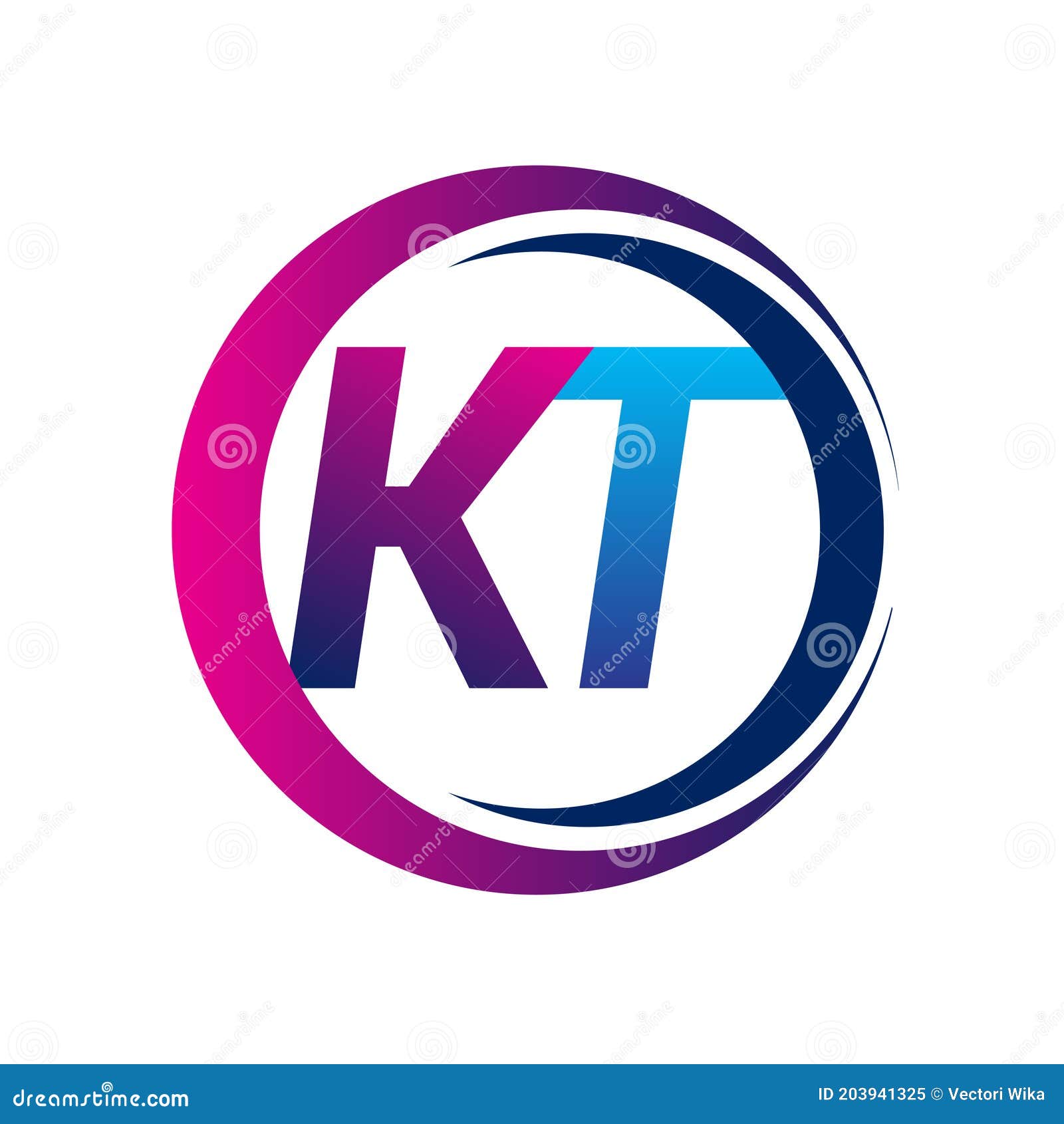Initial Letter Logo KT Company Name Blue and Magenta Color on ...