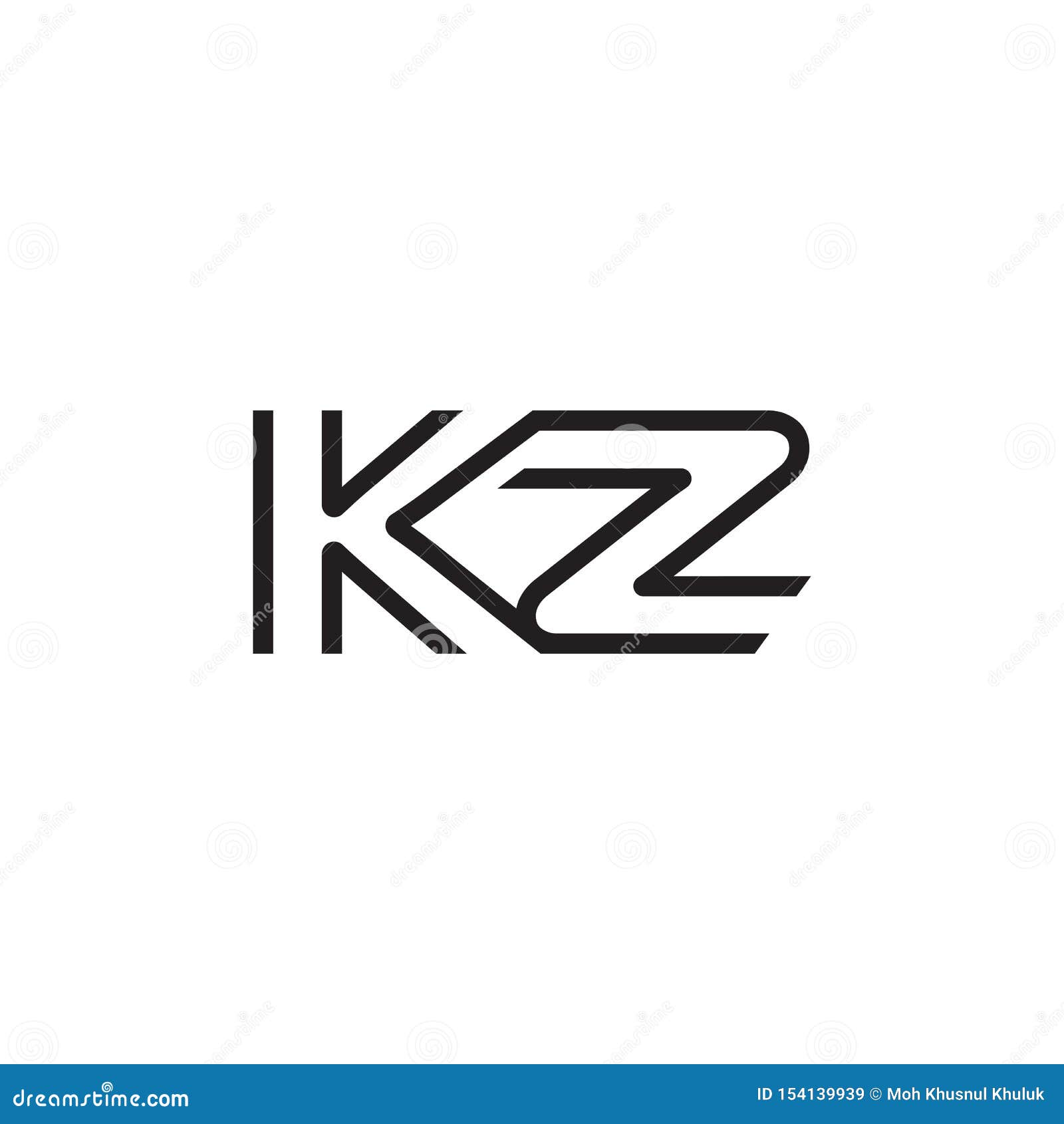 Initial Letter KZ Logo Line Unique Modern Stock Vector - Illustration