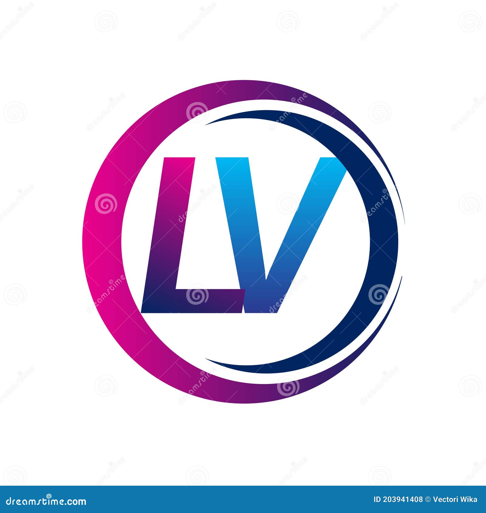 Initial Letter Logo LV Company Name Blue and Magenta Color on