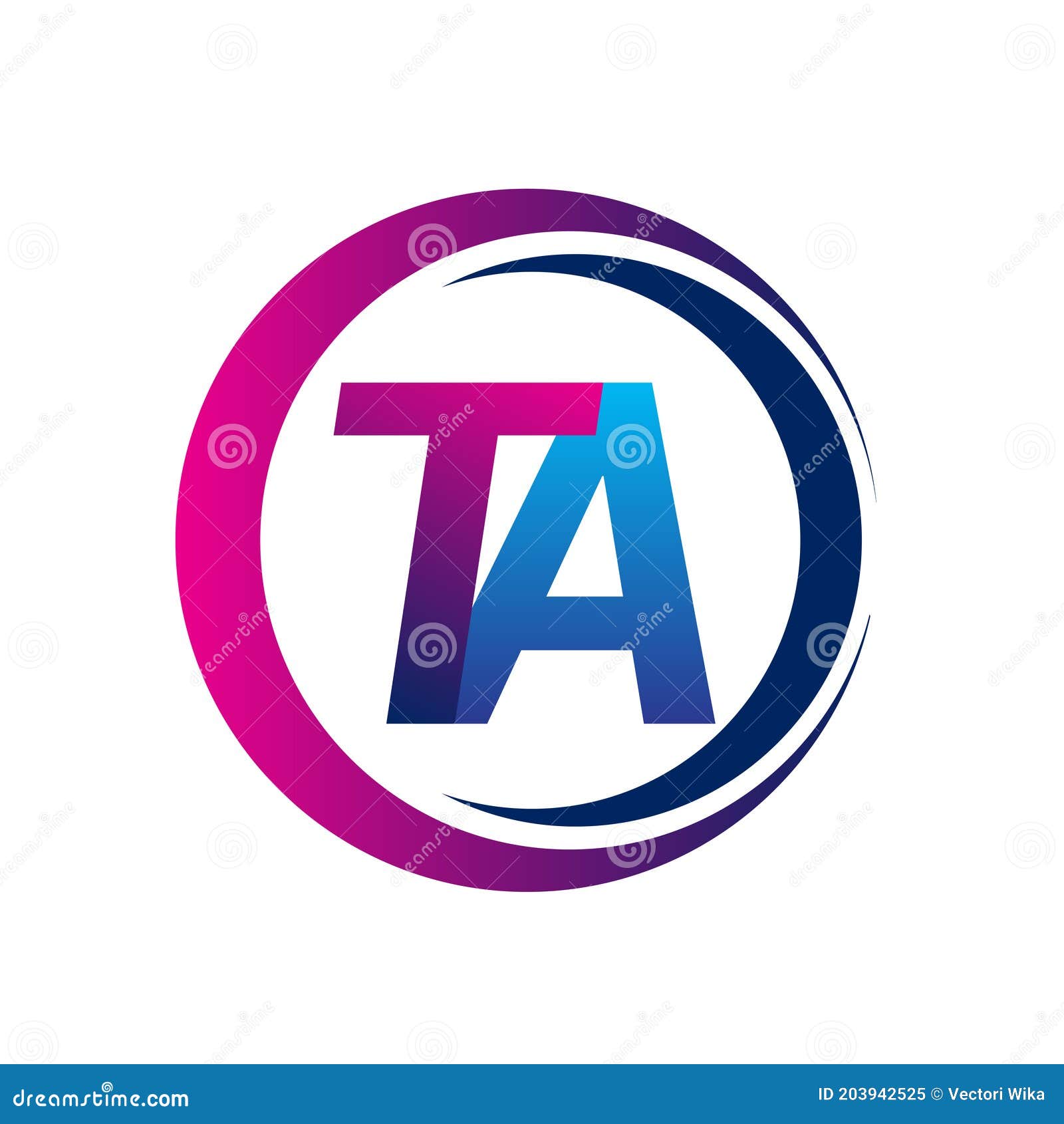 Initial Letter Logo TA Company Name Blue and Magenta Color on ...