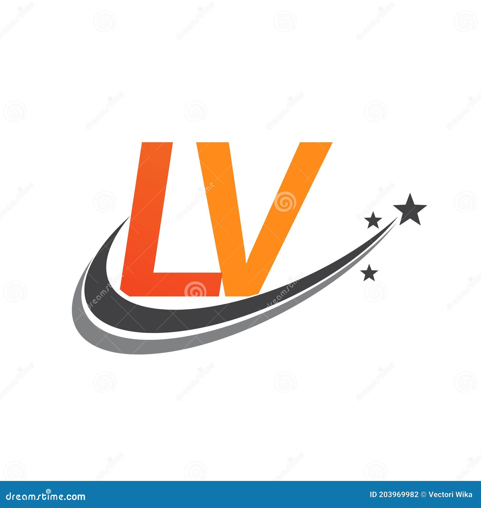 Initial Letter LV Logotype Company Name Colored Orange and Grey Swoosh Star  Design. Vector Logo for Business and Company Identity Stock Vector -  Illustration of finance, banking: 203969982