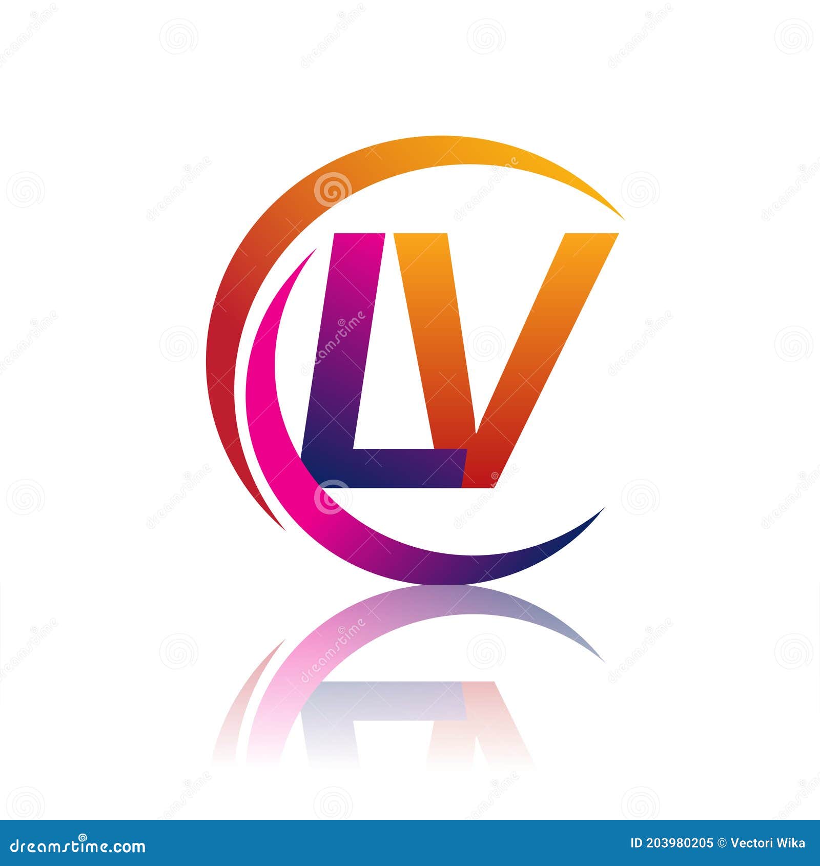 Initial Letter LV Logotype Company Name Orange and Magenta Color