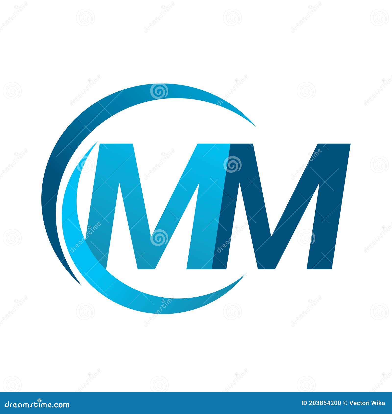 Modern Initial Logo Circle MM Stock Vector