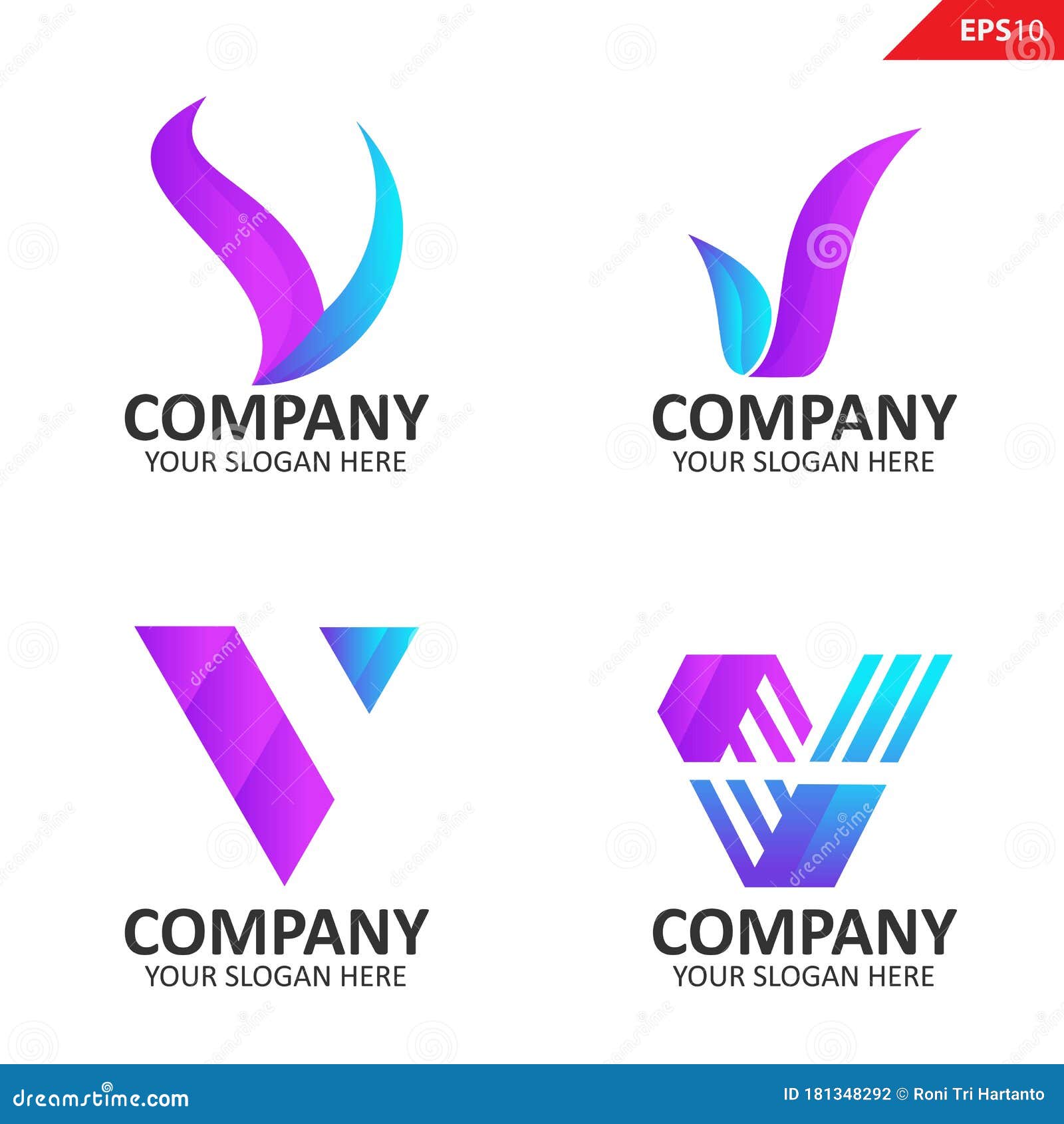 Corporate identity letter v company symbols Vector Image