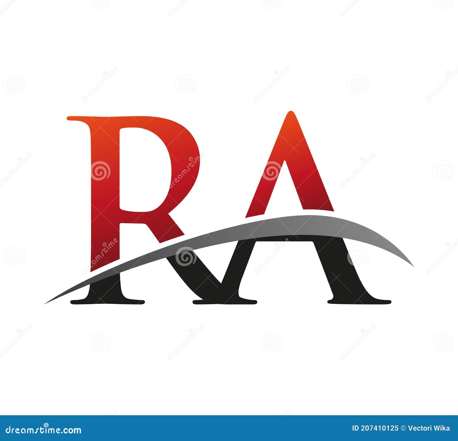 Initial Letter RA Logotype Company Name Colored Red and Black Swoosh  Design. Isolated on Black Background Stock Vector - Illustration of icon,  font: 207410125