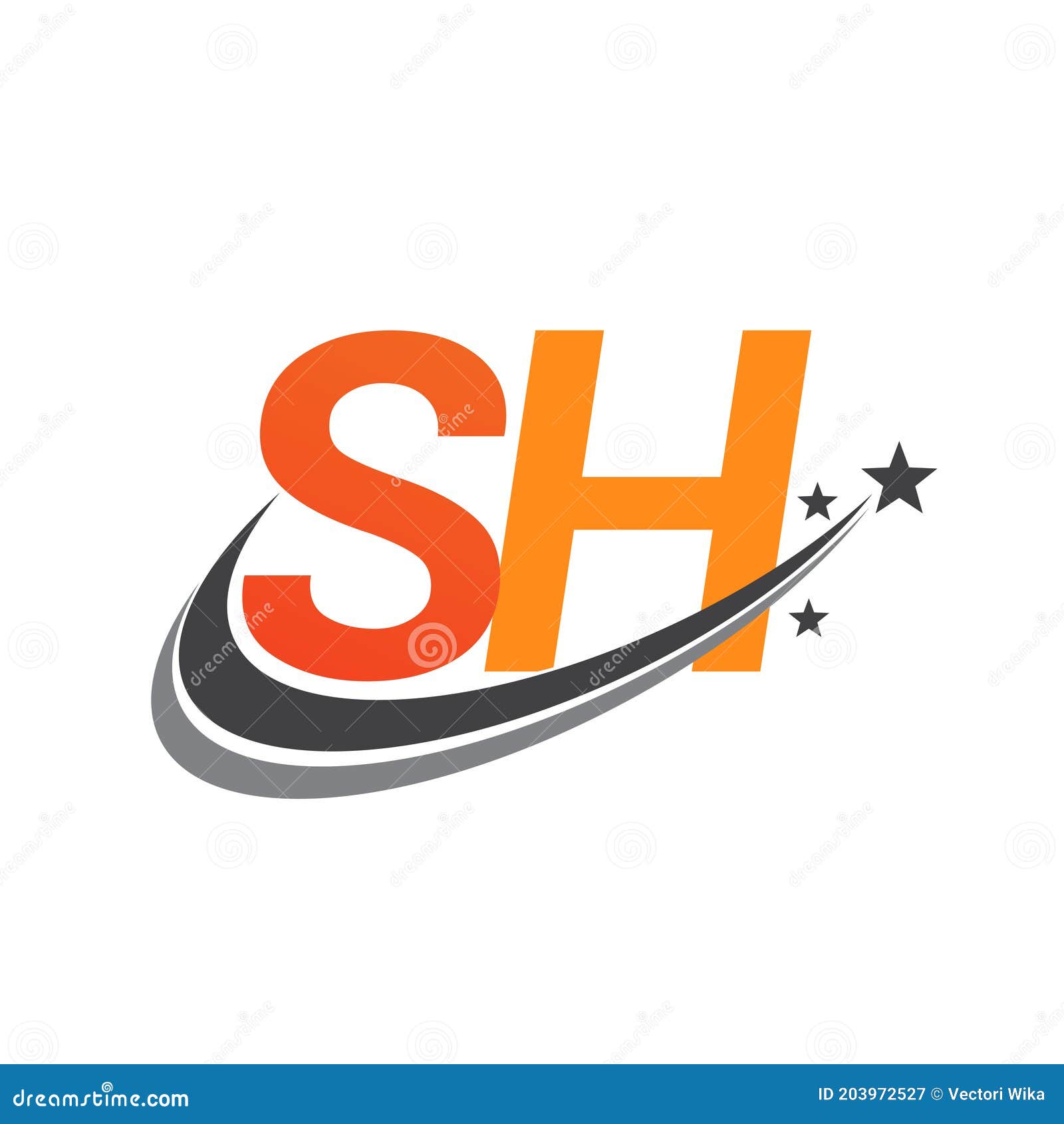 Initial Letter SH Logotype Company Name Colored Orange and Grey Swoosh Star  Design. Vector Logo for Business and Company Identity Stock Vector -  Illustration of concept, elegance: 203972527