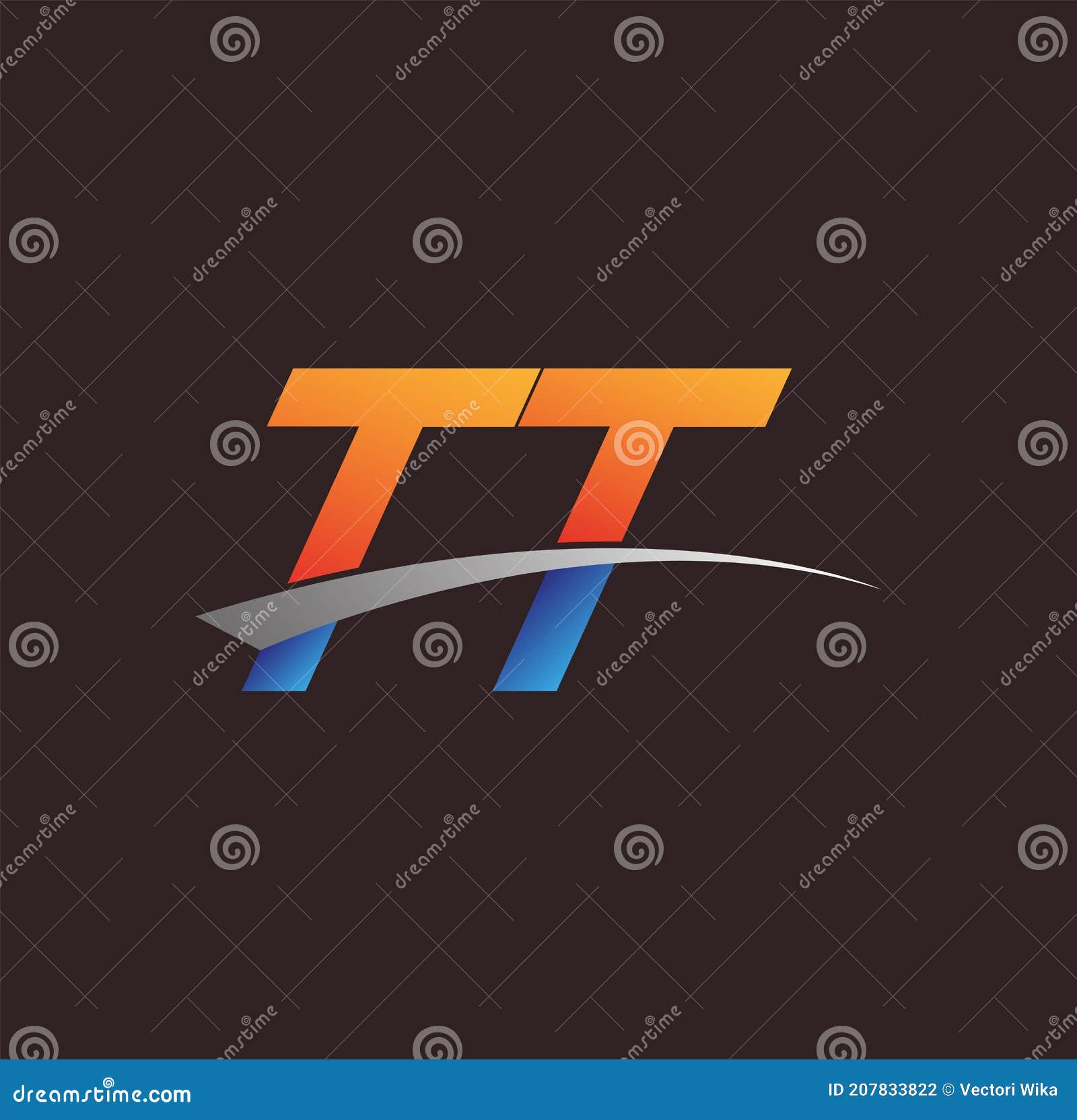 Initial Letter TT Logotype Company Name Colored Orange and Blue and ...