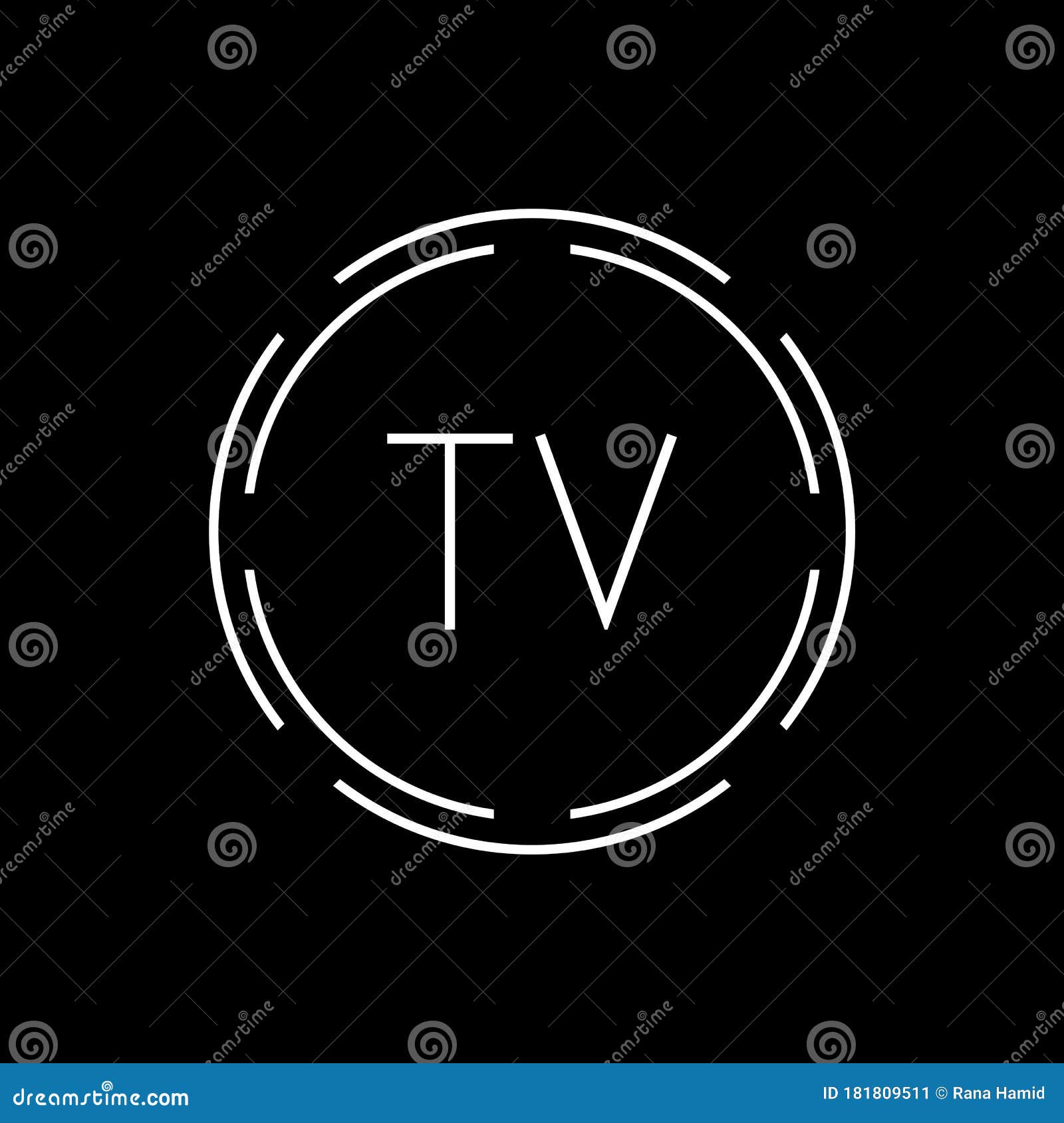 Initial Letter TV Logo Creative Typography Vector Template. Circle