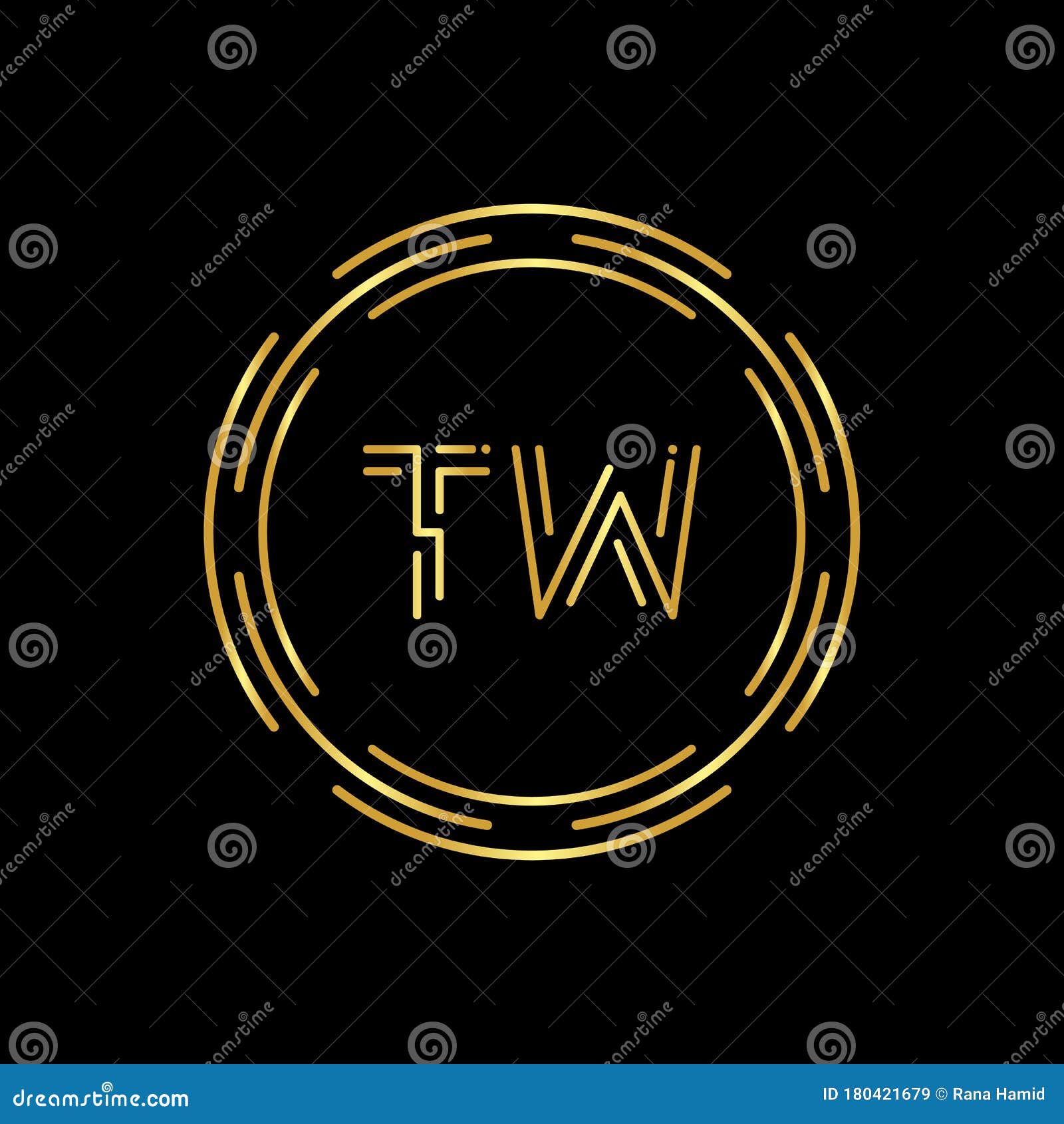 Initial Letter TW Logo Creative Typography Vector Template. Circle