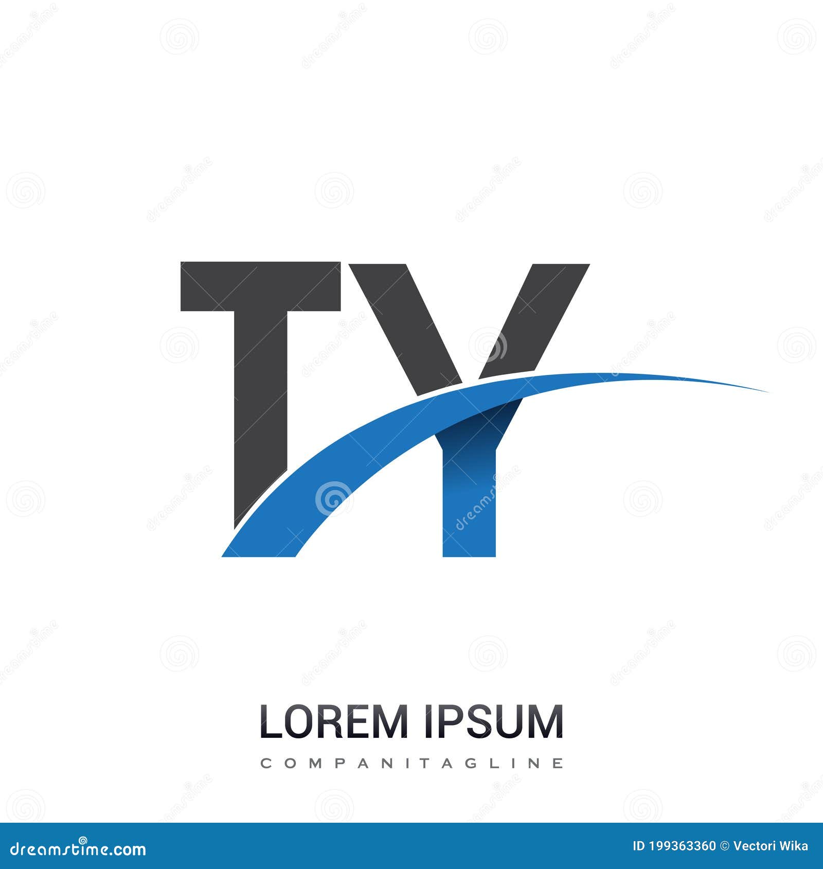 initial letter ty logotype company name colored blue and grey swoosh .  logo for business and company identity