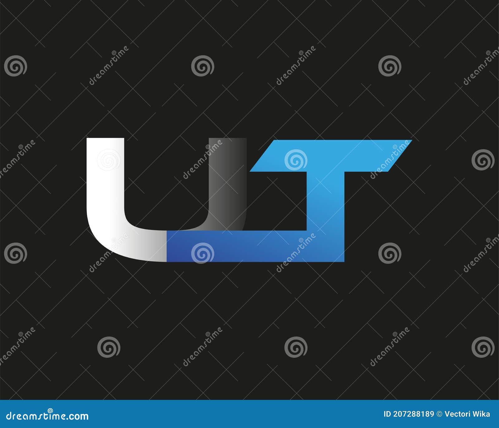 Initial Letter UT Logotype Company Name Colored Blue and Silver Swoosh ...