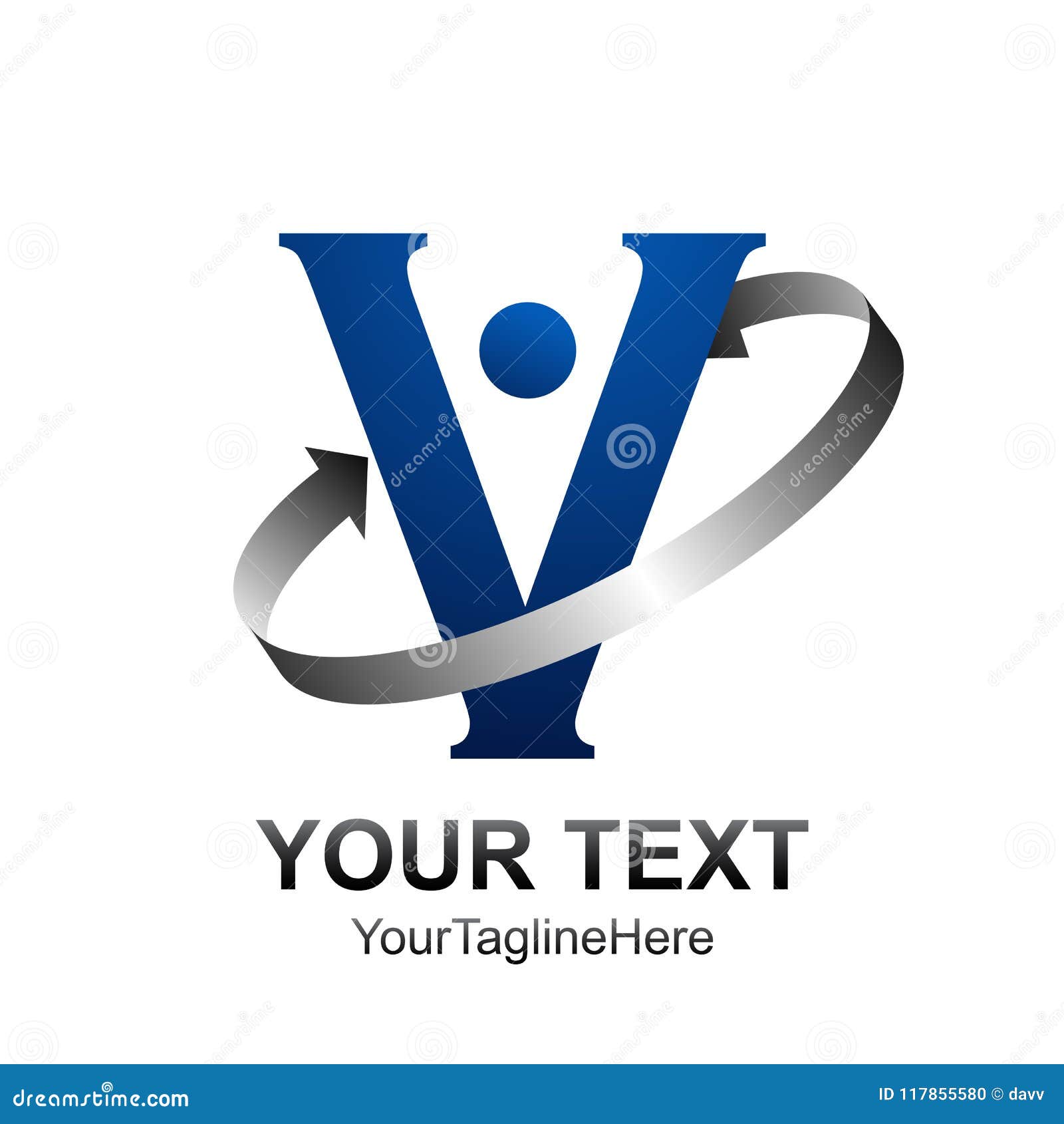 Initial Letter V Logo Template Colored Blue Silver Swoosh Arrow Stock Vector Illustration Of Consulting Emblem