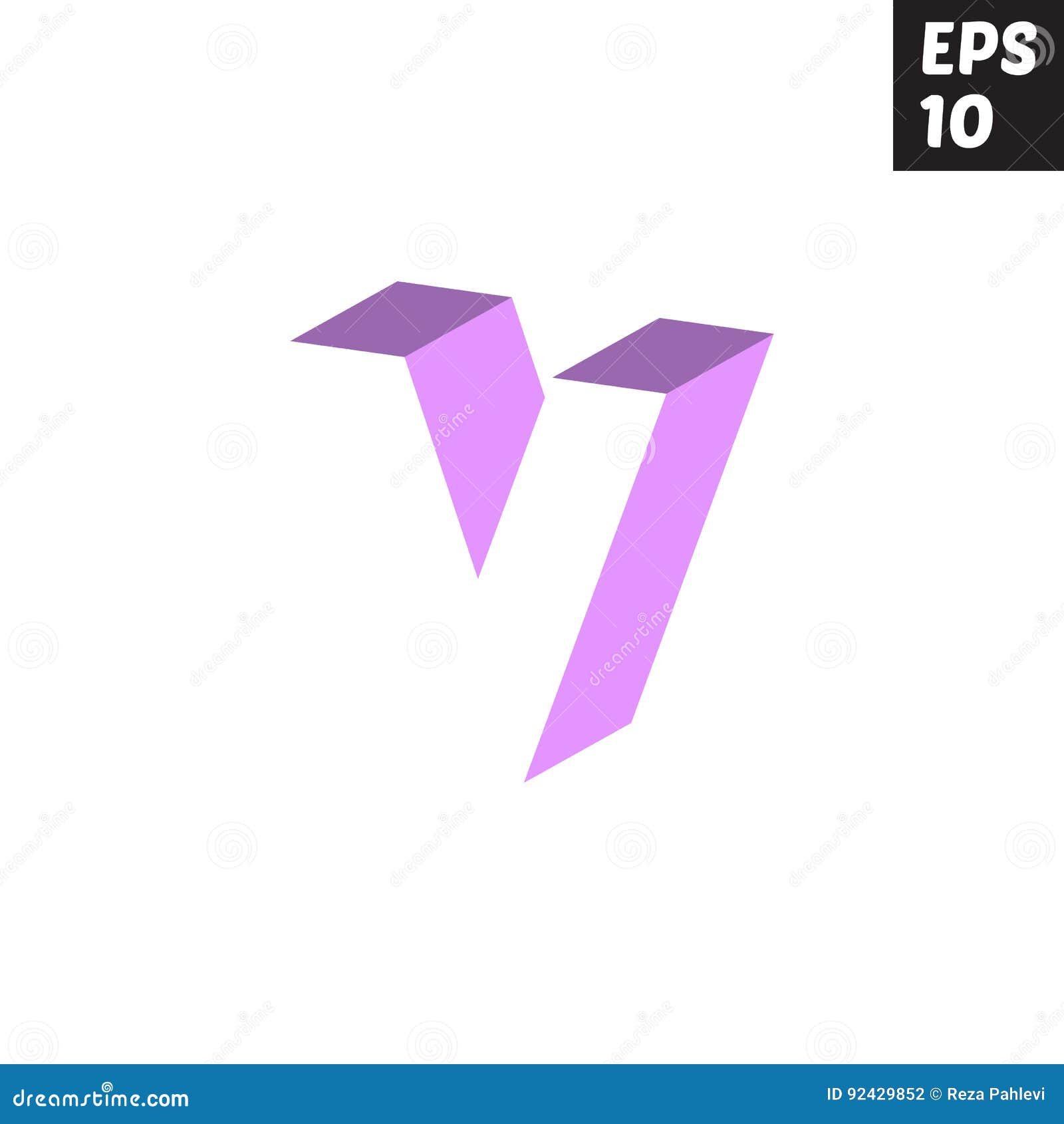 Initial Letter V Lowercase Logo Design Template Block Violet Purple Stock Vector Illustration