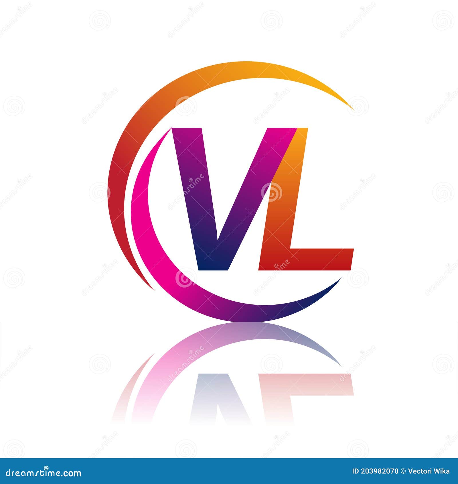 Initial Letter Logo VL Company Name Green And Orange Color On