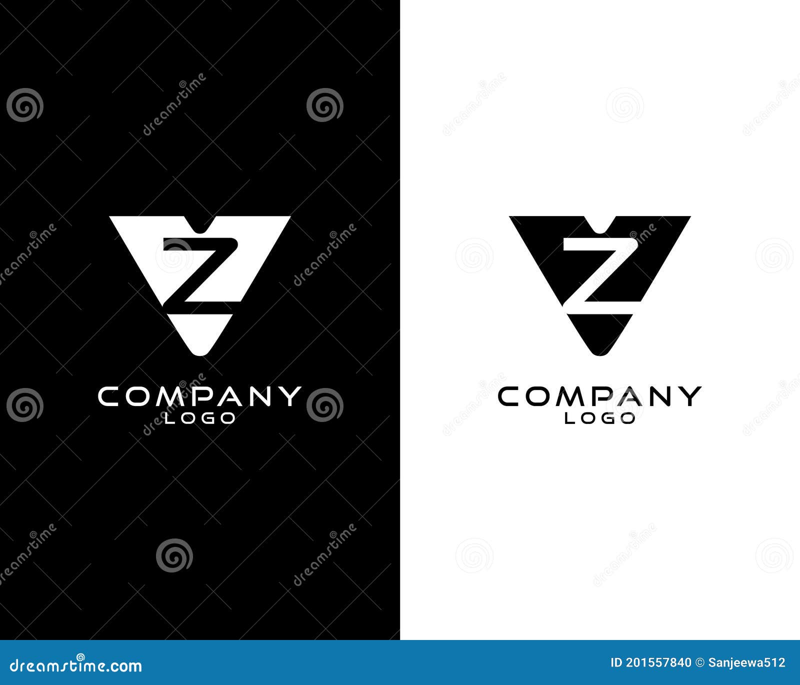 initial letter vz, zv abstract company logo template 